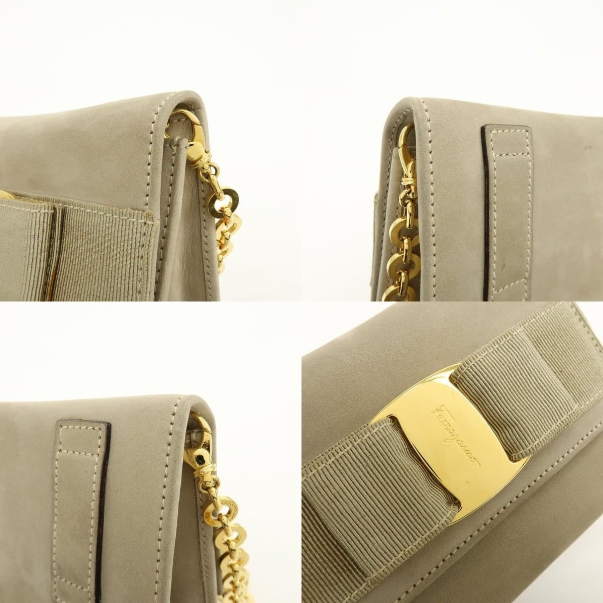 Salvatore Ferragamo Ferragamo Vara Suede Flap Bag Beige Size ONE SIZE - 6 Thumbnail