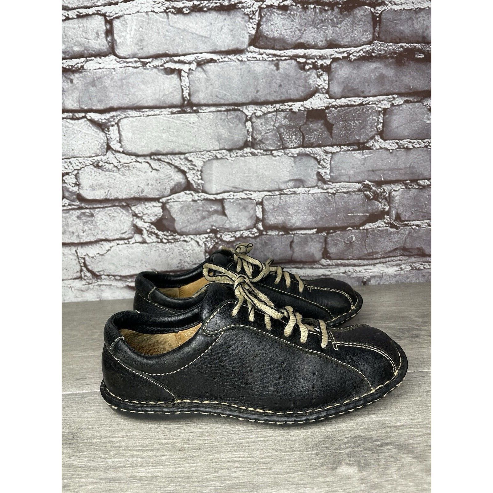 Born Born Black Leather Bicycle Lace Up Casual Comfort Shoes Wome Size US 6.5 / IT 36.5 - 16 Thumbnail