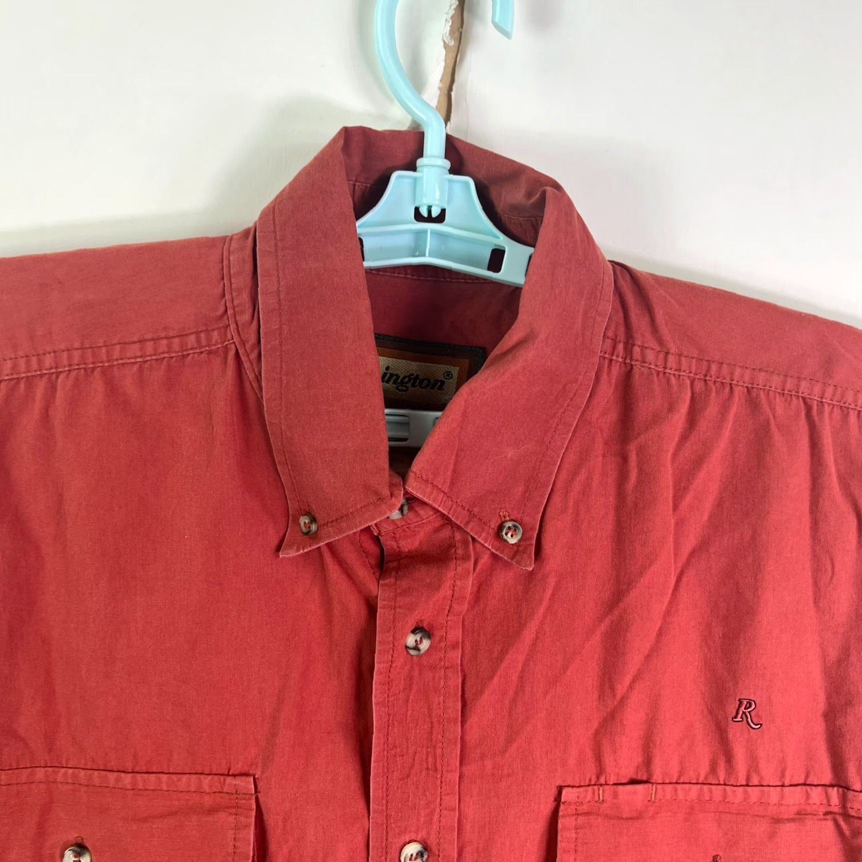 Vintage Remington Button-Down Shirt XL Red Short Sleeve Casual Workwear Men Size US XL / EU 56 / 4 - 4 Thumbnail