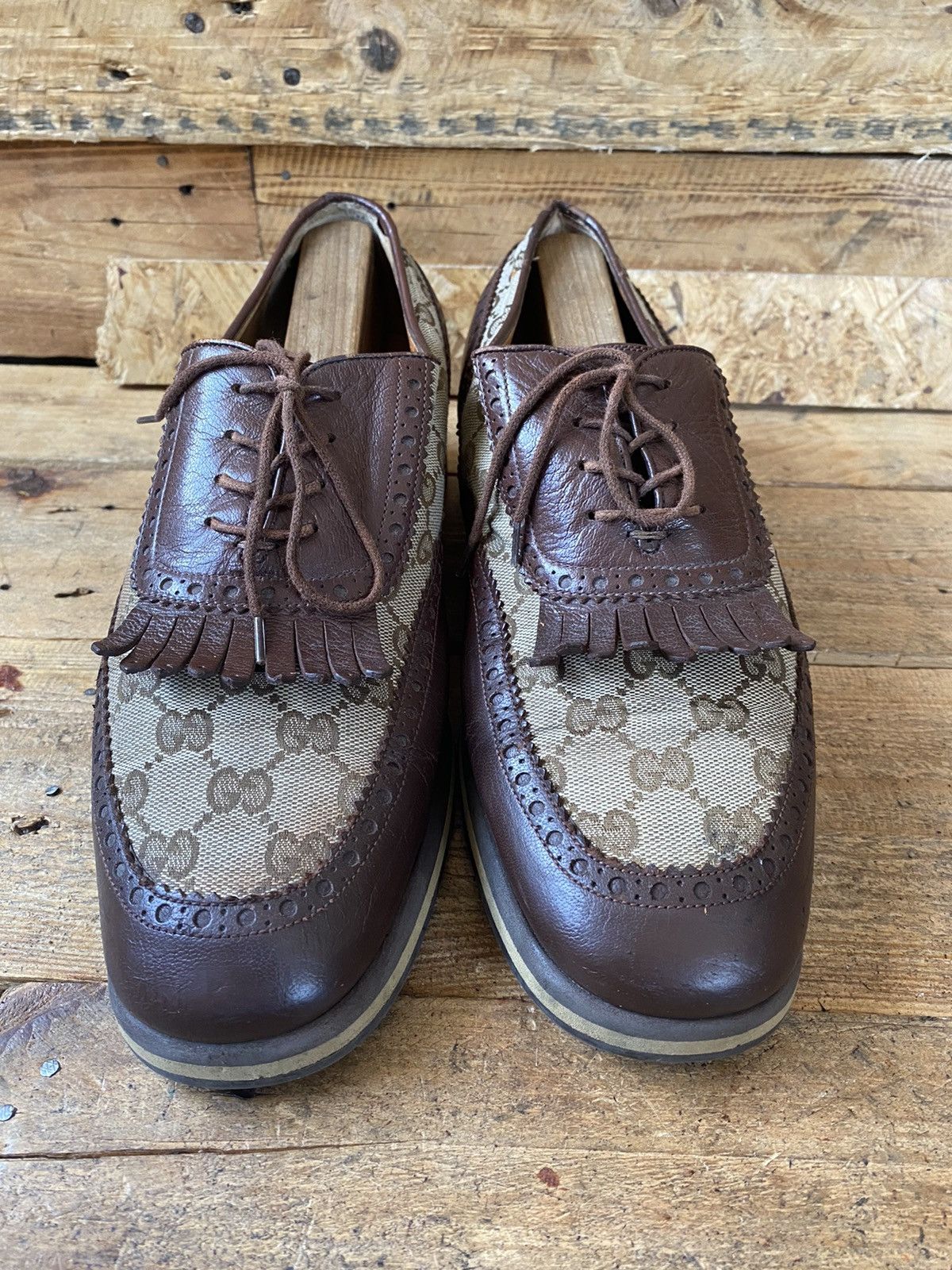 Dapper Dan × Gucci × Vintage Gucci GG logo monogram print casual heeled brouges shoe sz42 Size US 9 / EU 42 - 3 Thumbnail