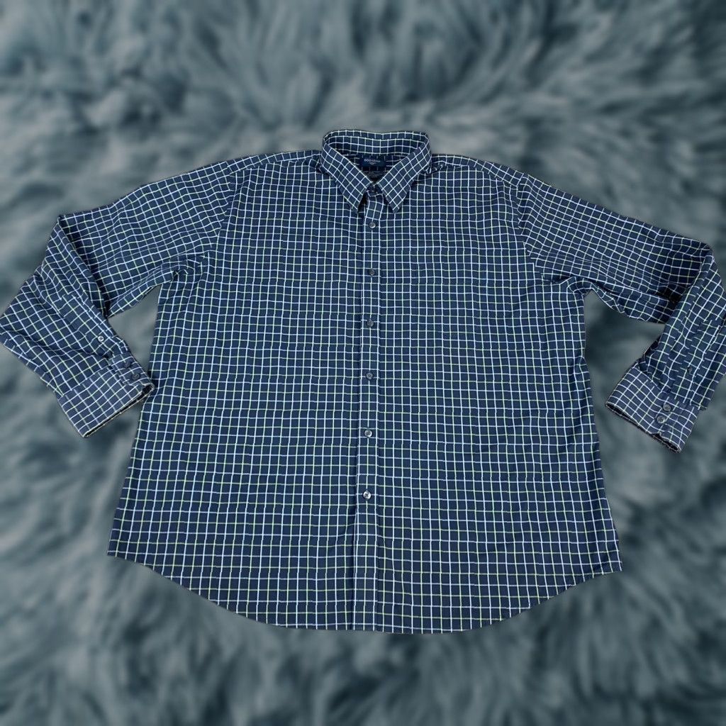 Dockers Dockers Mens Button-Up Dress Shirt Navy Blue Plaid 2XL XXL Regular Long Sleeve Casual Work Shirt Mens Size US XXL / EU 58 / 5 - 1 Thumbnail