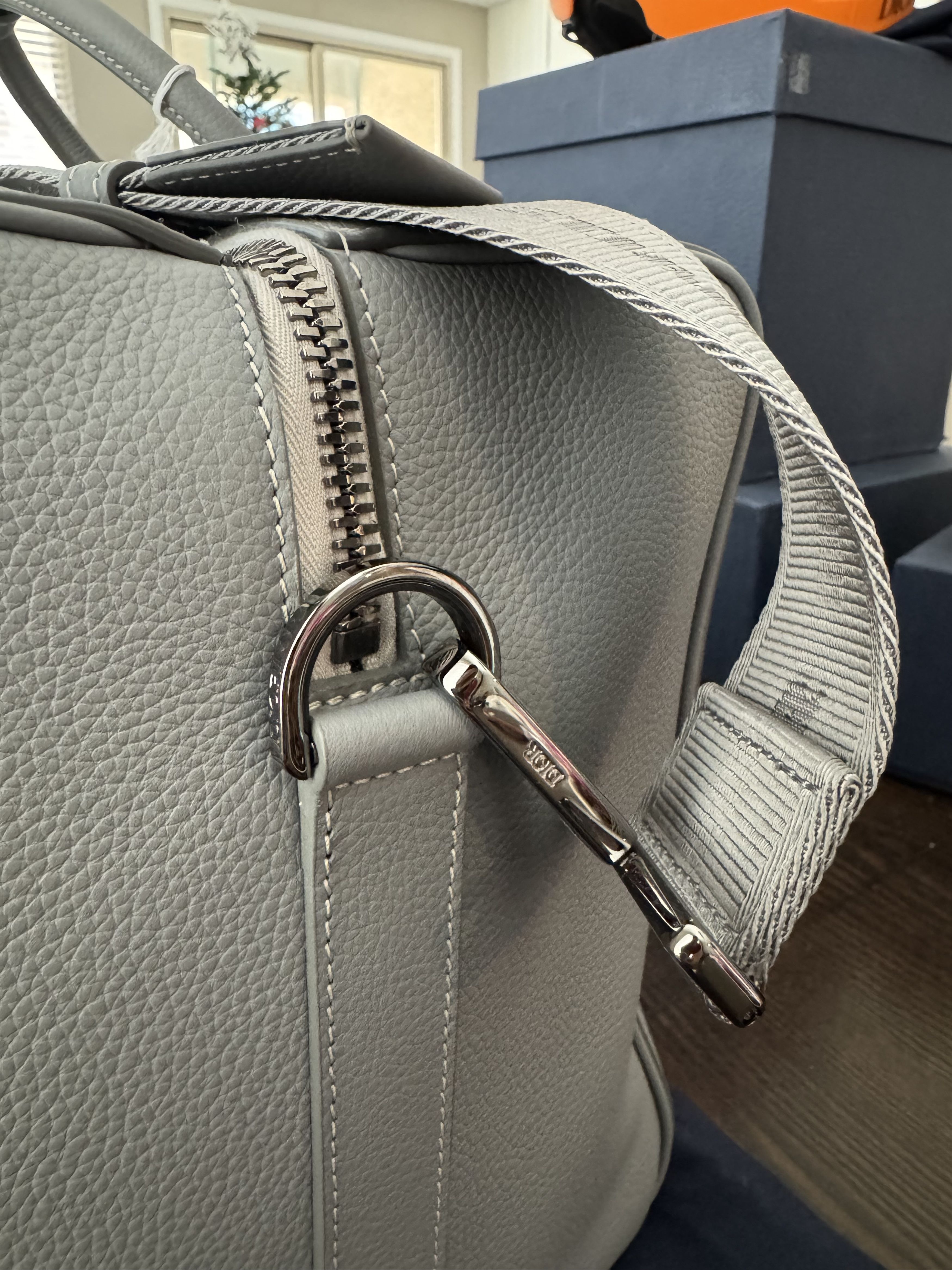 Dior Lingot 50 grain calf grey/white duffel bag Size ONE SIZE - 4 Thumbnail