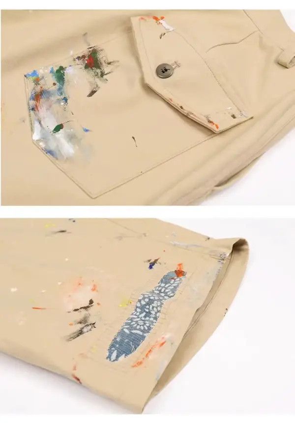 Japanese Brand 20SS Indigo Union Japan Khaki distressed Splash Shorts Size US 32 / EU 48 - 4 Thumbnail