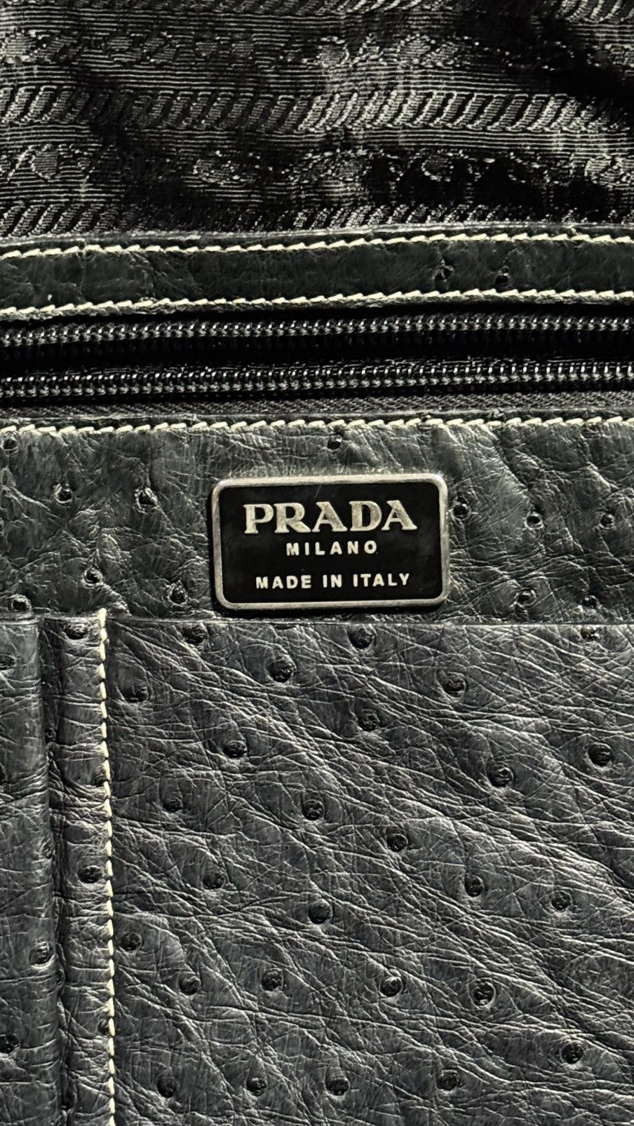Prada Prada ostrich Briefsace Leather Bag Size ONE SIZE - 17 Thumbnail