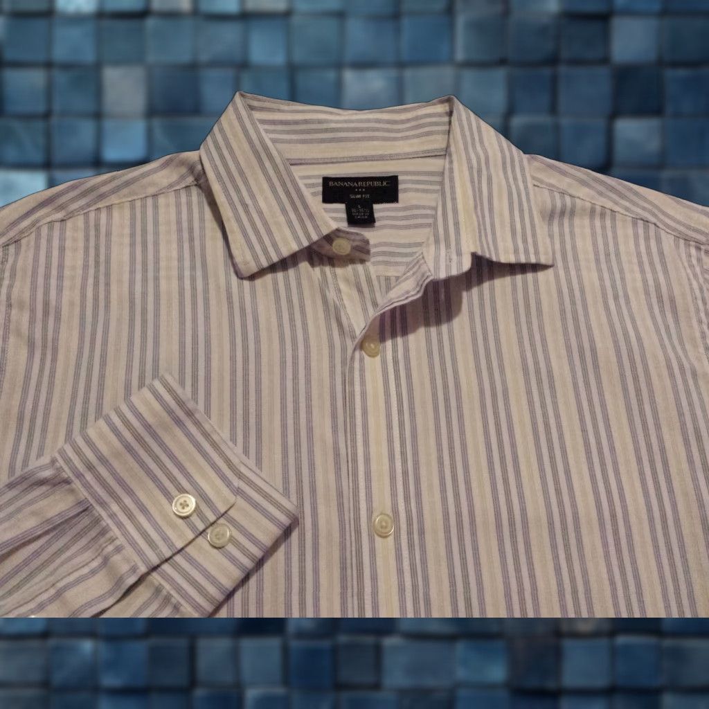 Banana Republic Banana Republic Mens Large Long Sleeve Button-Front Multicolor Striped Shirt Size US L / EU 52-54 / 3 - 1 Thumbnail