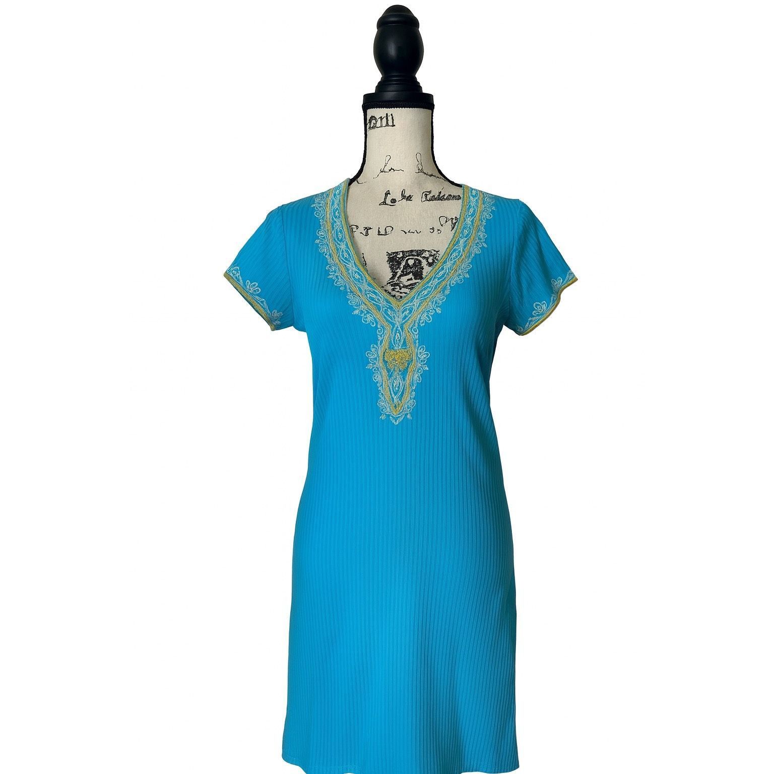 Other Moda International Blue Embroidered Swim Cover-Up Tunic – Wo Size M / US 6-8 / IT 42-44 - 1 Thumbnail