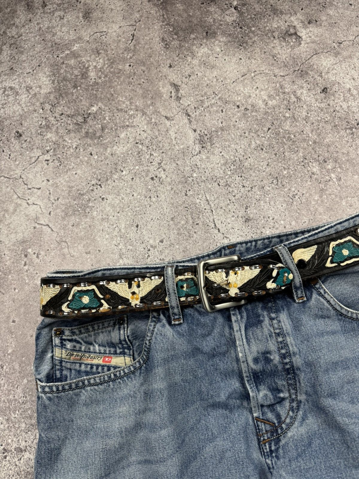 Japanese Brand 00’s NUMBER NINE STYLE EAGLE LEATHER RARE Y2K BELT VINTAGE Size ONE SIZE - 2 Thumbnail