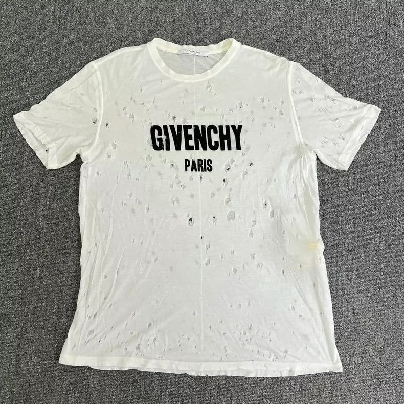 Givenchy Givenchy White Destroyed Hole Short Sleeve 2506-Nextarrow Size US M / EU 48-50 / 2 - 1 Thumbnail