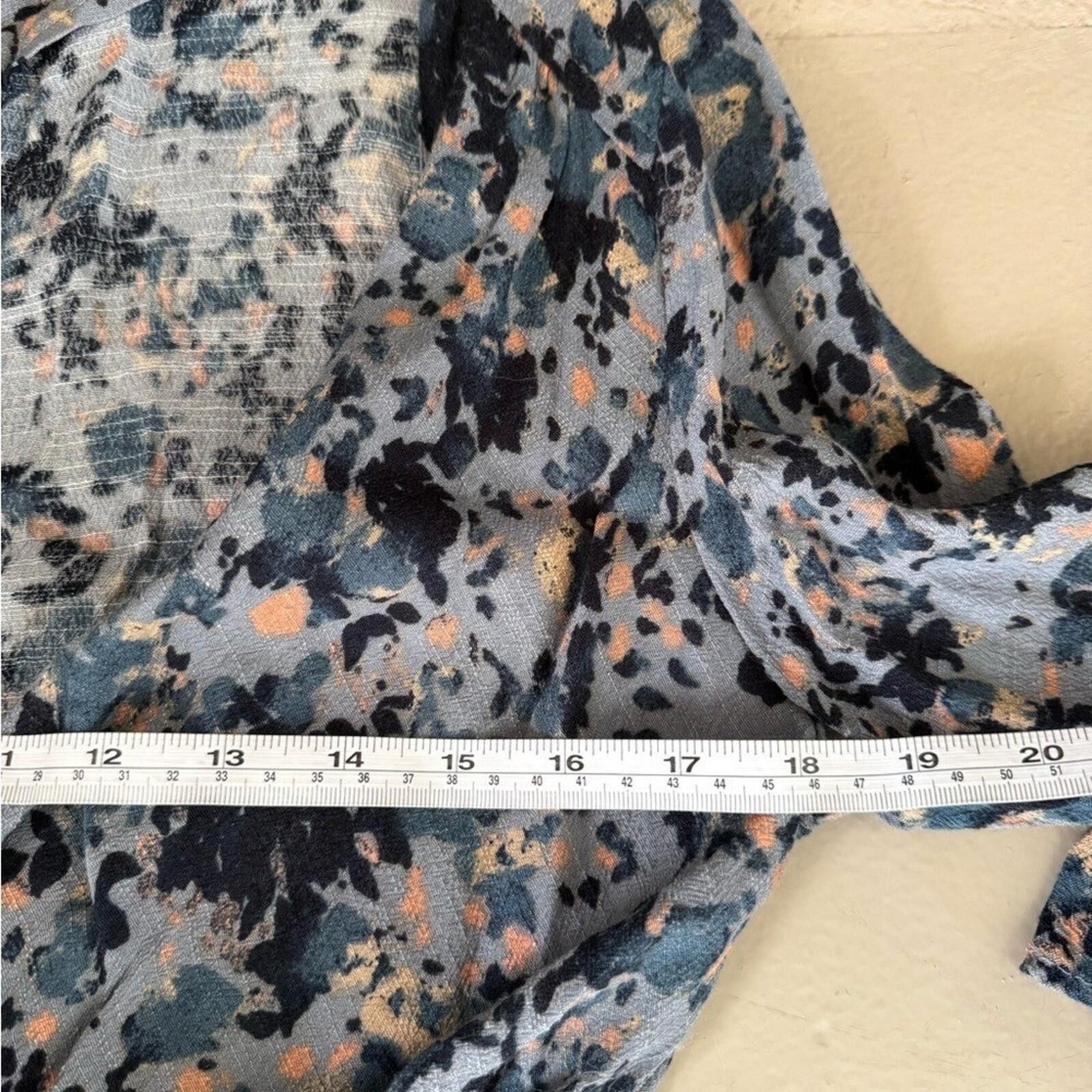 Free People Free People Floral Wrap Romper Boho Ruffle Tie Waist Blue S Size 28" / US 6 / IT 42 - 9 Thumbnail