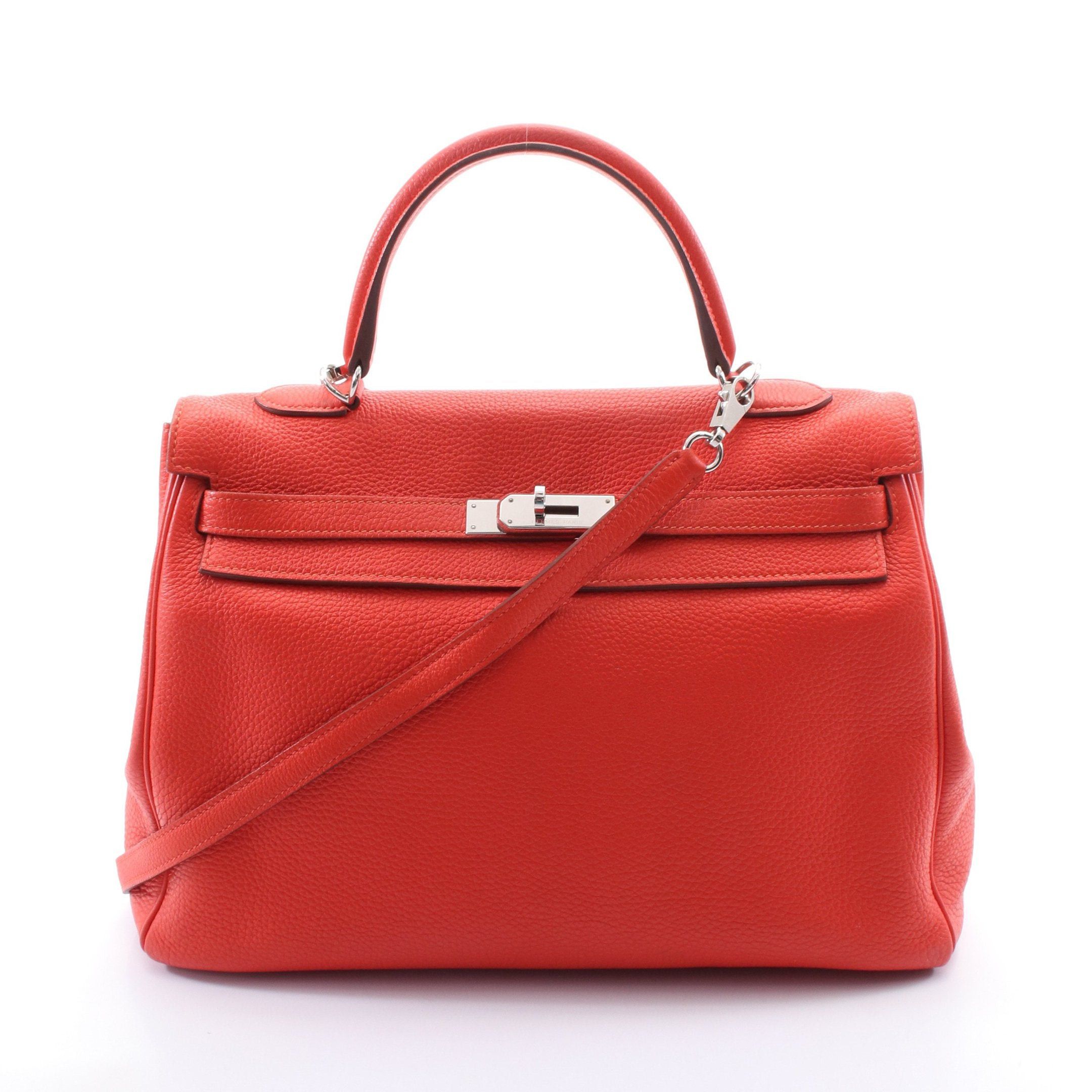 Hermes Hermes Kelly35 Capucines Handbag Togo Orange Brown Silver Hardware Inner Stitch Stamp Size ONE SIZE - 1 Thumbnail