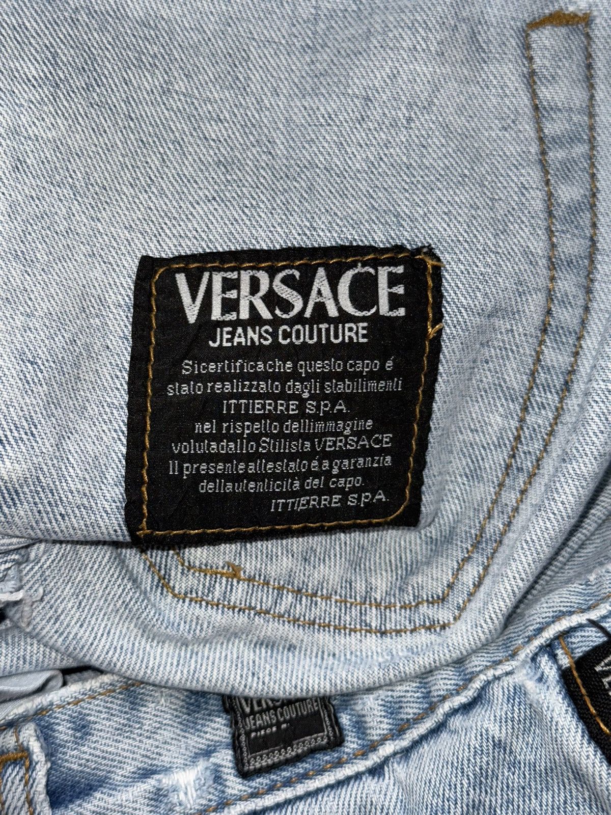 Versace × Versace Jeans Couture × Vintage Versace 1990s archive Medusa patch wide leg palazzo jeans Size 26" / US 2 / IT 38 - 7 Thumbnail