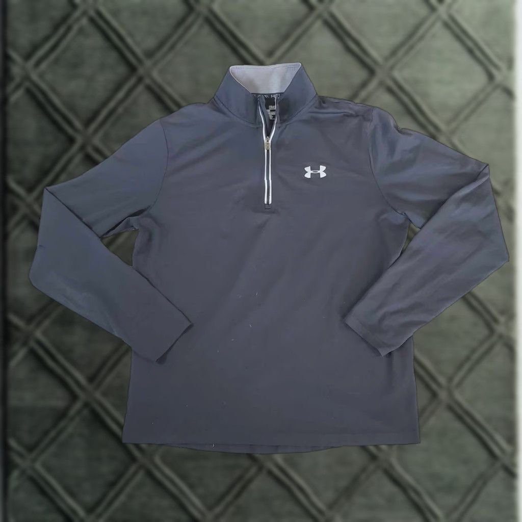 Under Armour Under Armour Threadborne Pullover Sweater Half Zip Fitted HeatGear Medium Black Mens Long Sleeve Zip Size US M / EU 48-50 / 2 - 1 Thumbnail