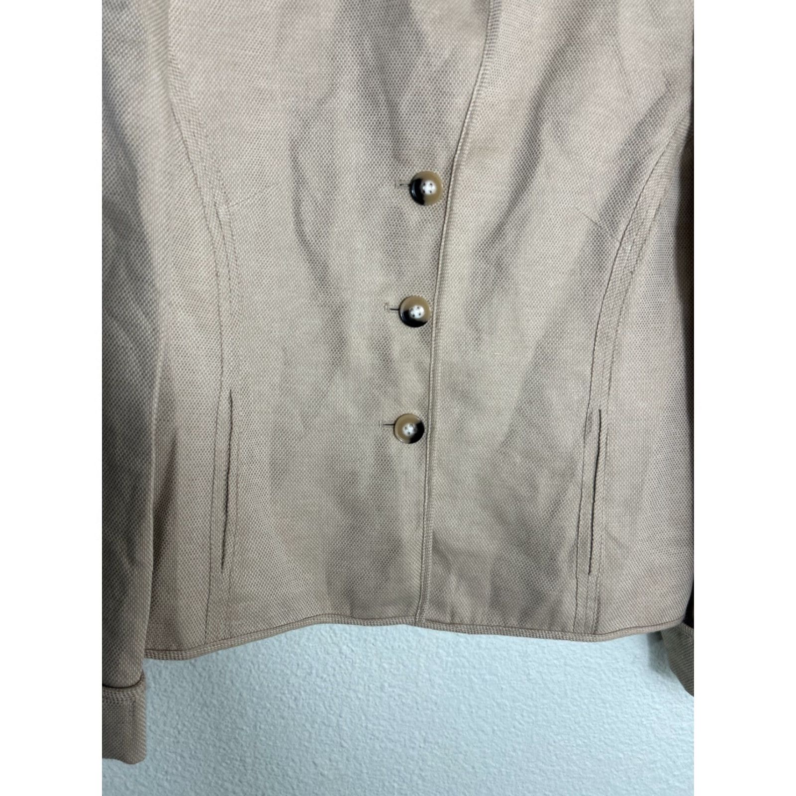 Evan Picone VINTAGE Evan Picone Coat Blazer Womens Large Button Up Beige Linen Cotton Blend Size L / US 10 / IT 46 - 5 Thumbnail