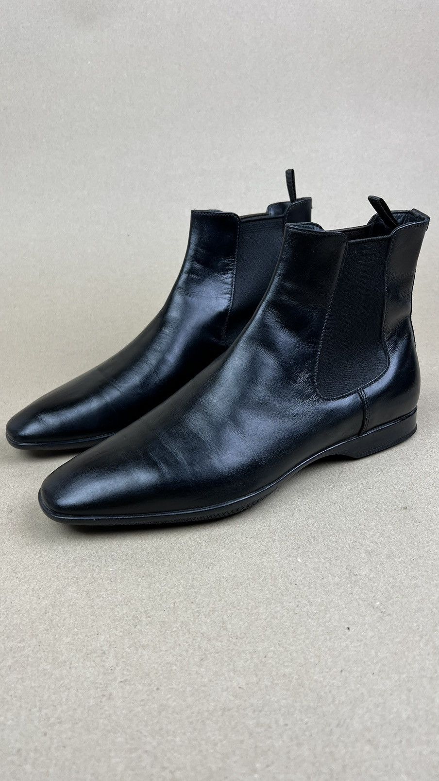 Prada PRADA Boots Chelsea Leather Shoes Red Tab Black Men's Size US 7 / EU 40 - 1 Thumbnail