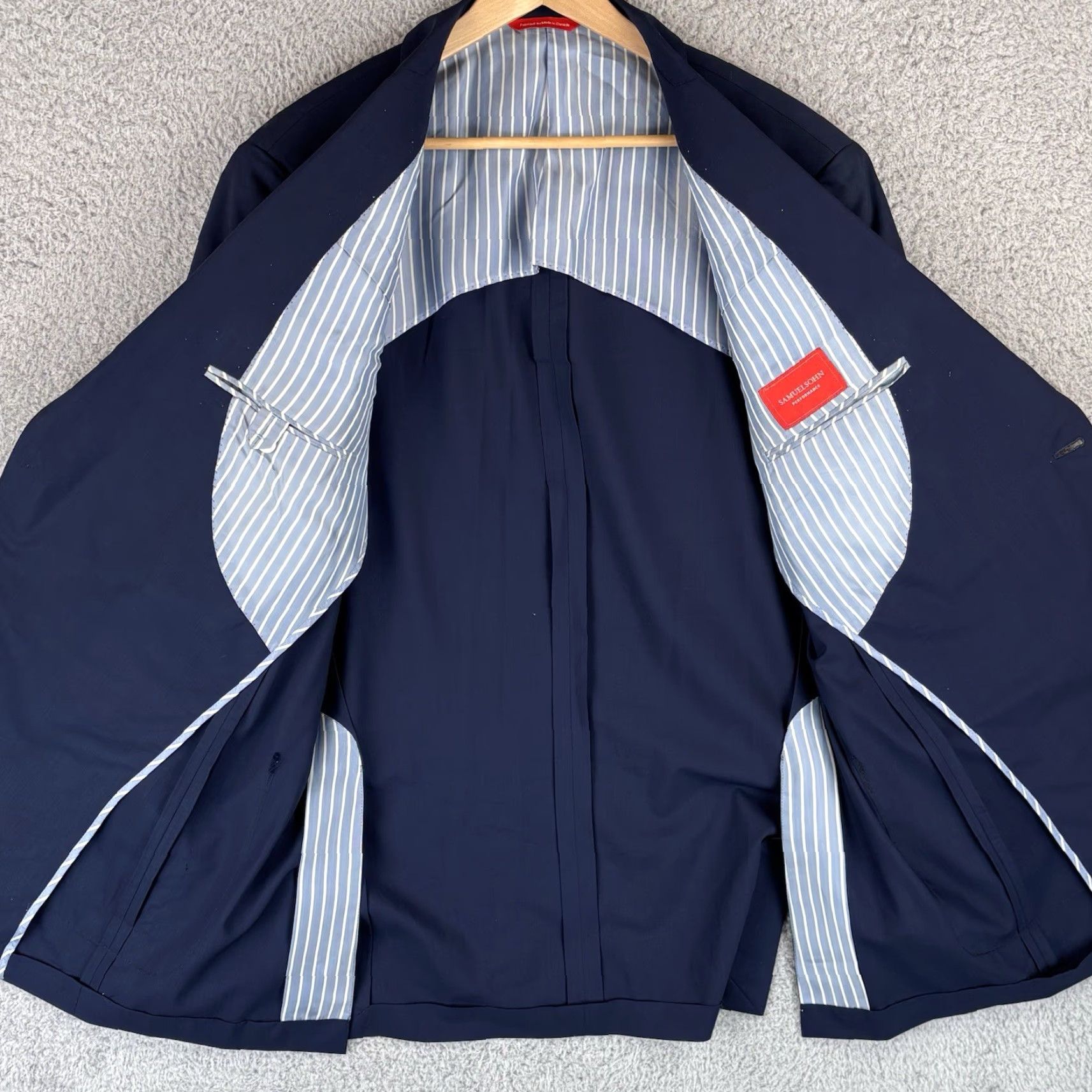 Vintage Samuelsohn Blazer Mens 46 Tall Navy 100% Wool Single-Breasted Notch Lapel Long Jacket Size 46R - 4 Thumbnail