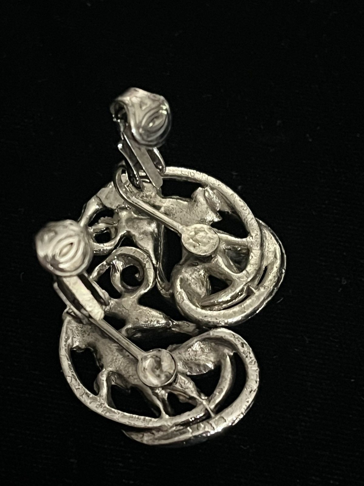 Other Vintage 60s Faux Turquoise Silver Swirl Clip On Earrings Size ONE SIZE - 3 Thumbnail