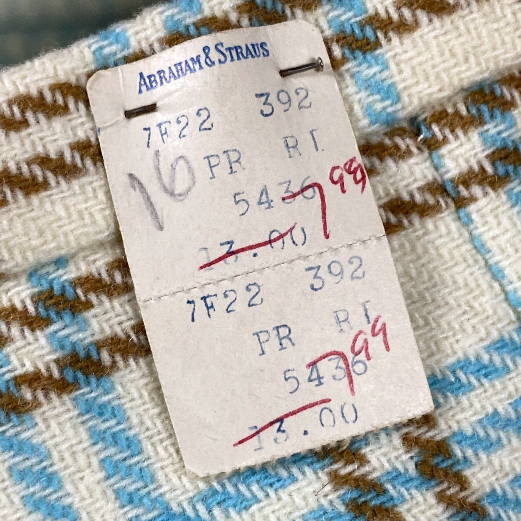 Vintage VINTAGE 1960s Russ Flannel Plaid High Waisted Pants Women's Medium Blue White Brown Clubwear Size 29" - 7 Thumbnail