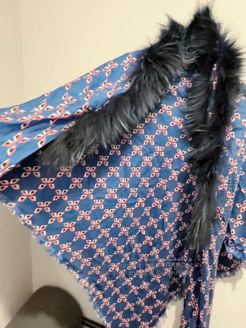 Fendi Fendi size 140*140cm Blue Geometric Printed Woolen Scarf Size ONE SIZE - 3 Thumbnail