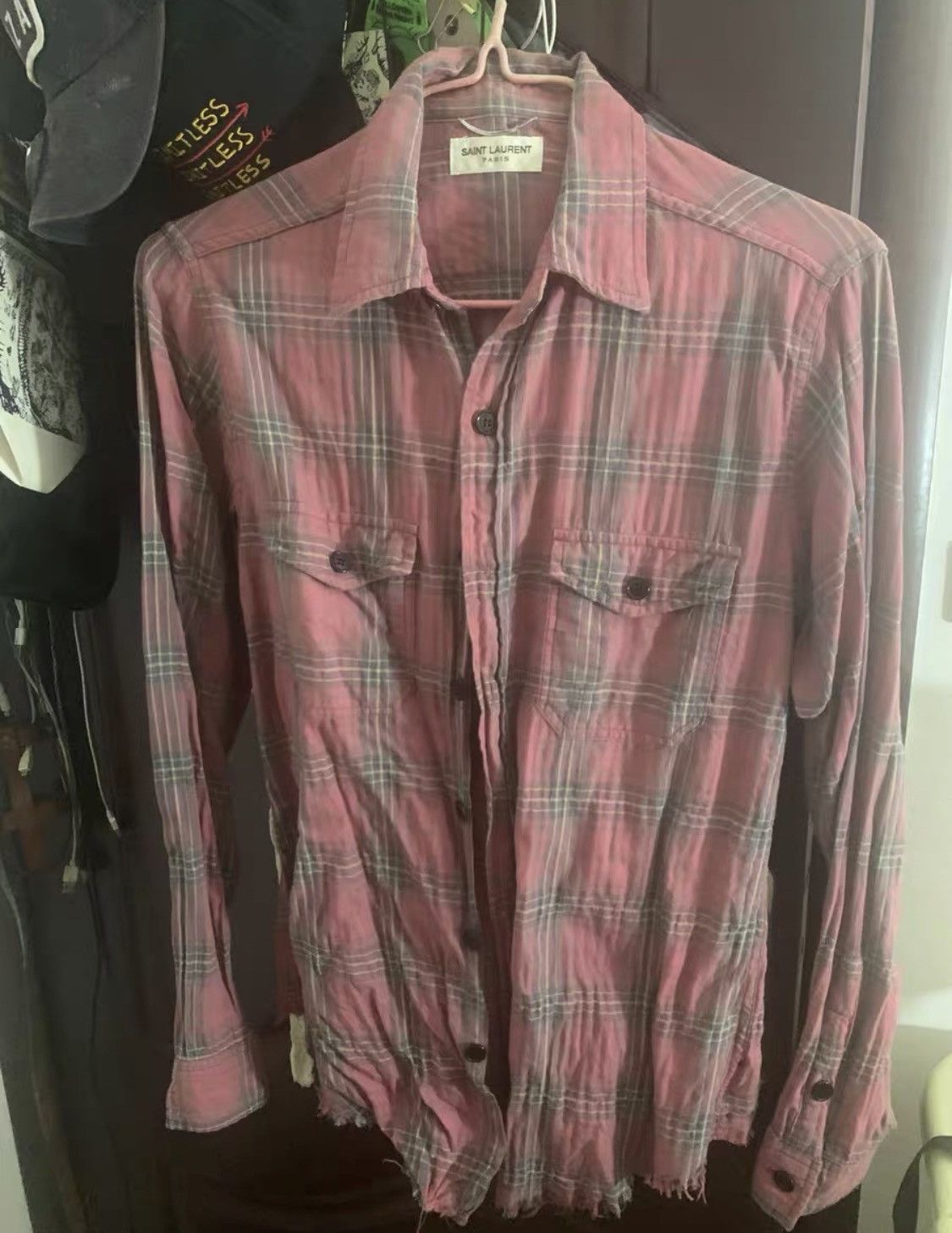 Saint Laurent Paris × Yves Saint Laurent Saint Laurent SLP pink plaid shirt 2409-Nextarrow Size US S / EU 44-46 / 1 - 1 Thumbnail