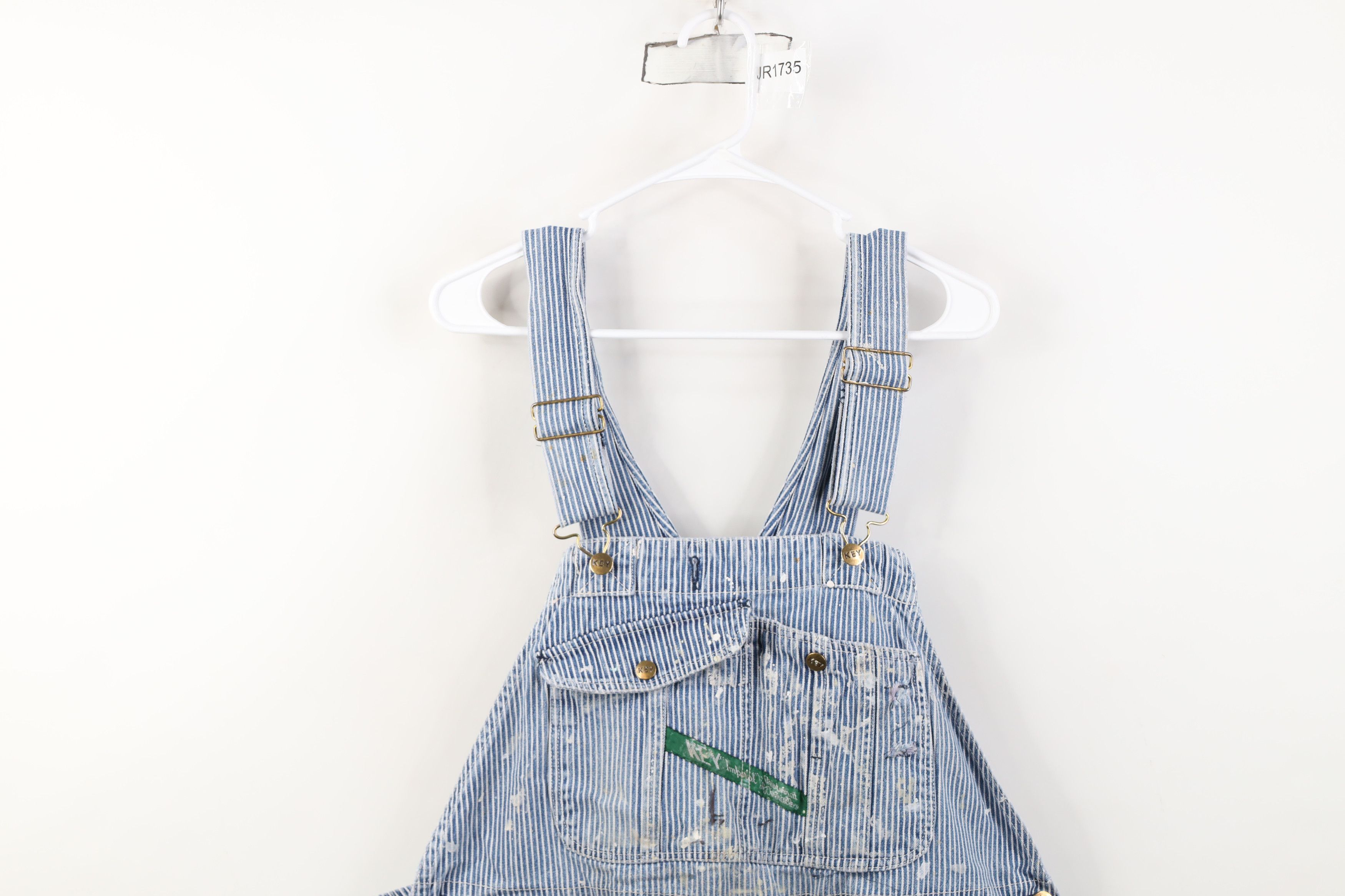 Vintage Vintage 90s Streetwear Thrashed Hickory Striped Overalls Size US 42 / EU 58 - 2 Thumbnail