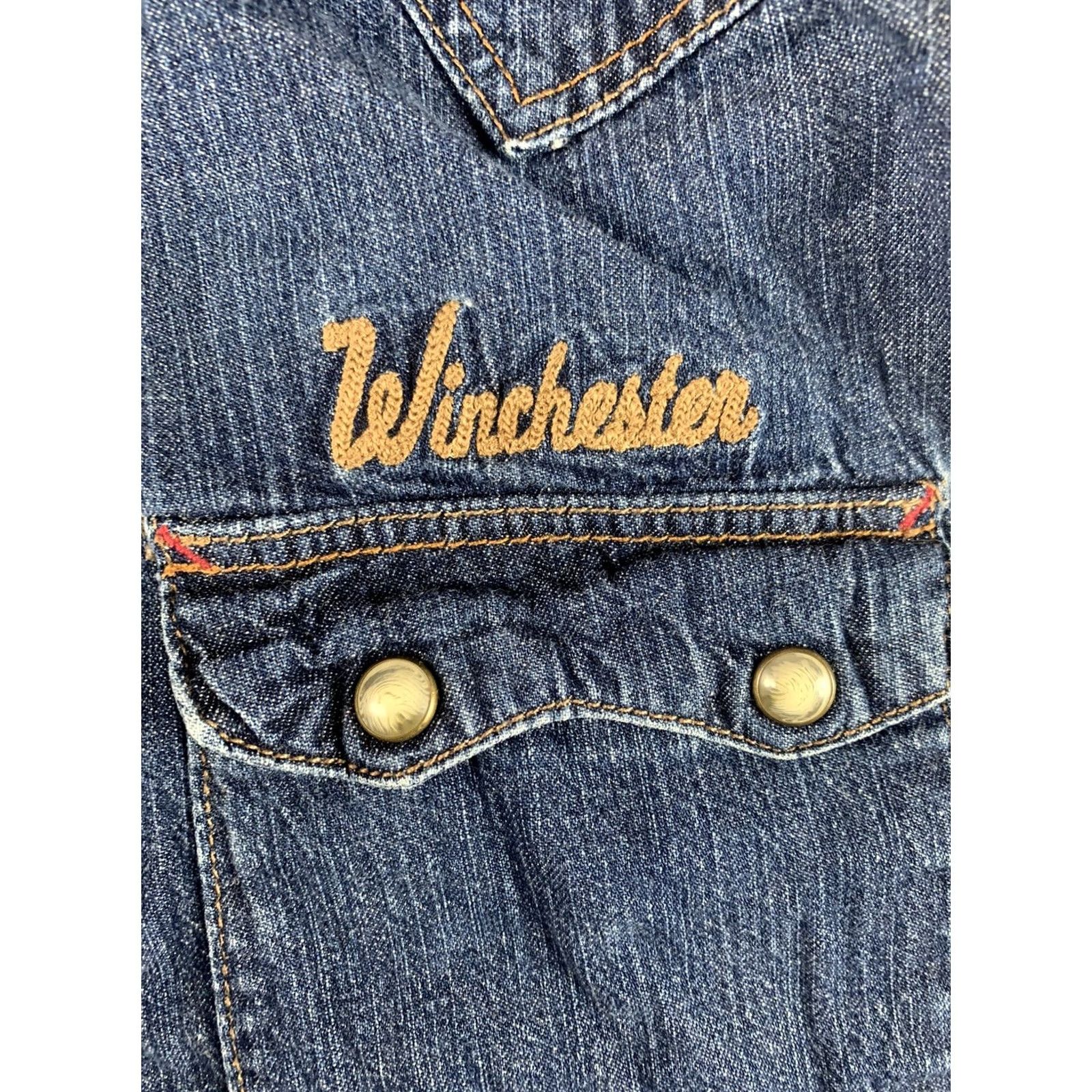 Denime WINCHESTER VEST DENIM WOMENS MEDIUM BLUE USA FLAG PATCH PEARL SNAP Size M / US 6-8 / IT 42-44 - 4 Thumbnail