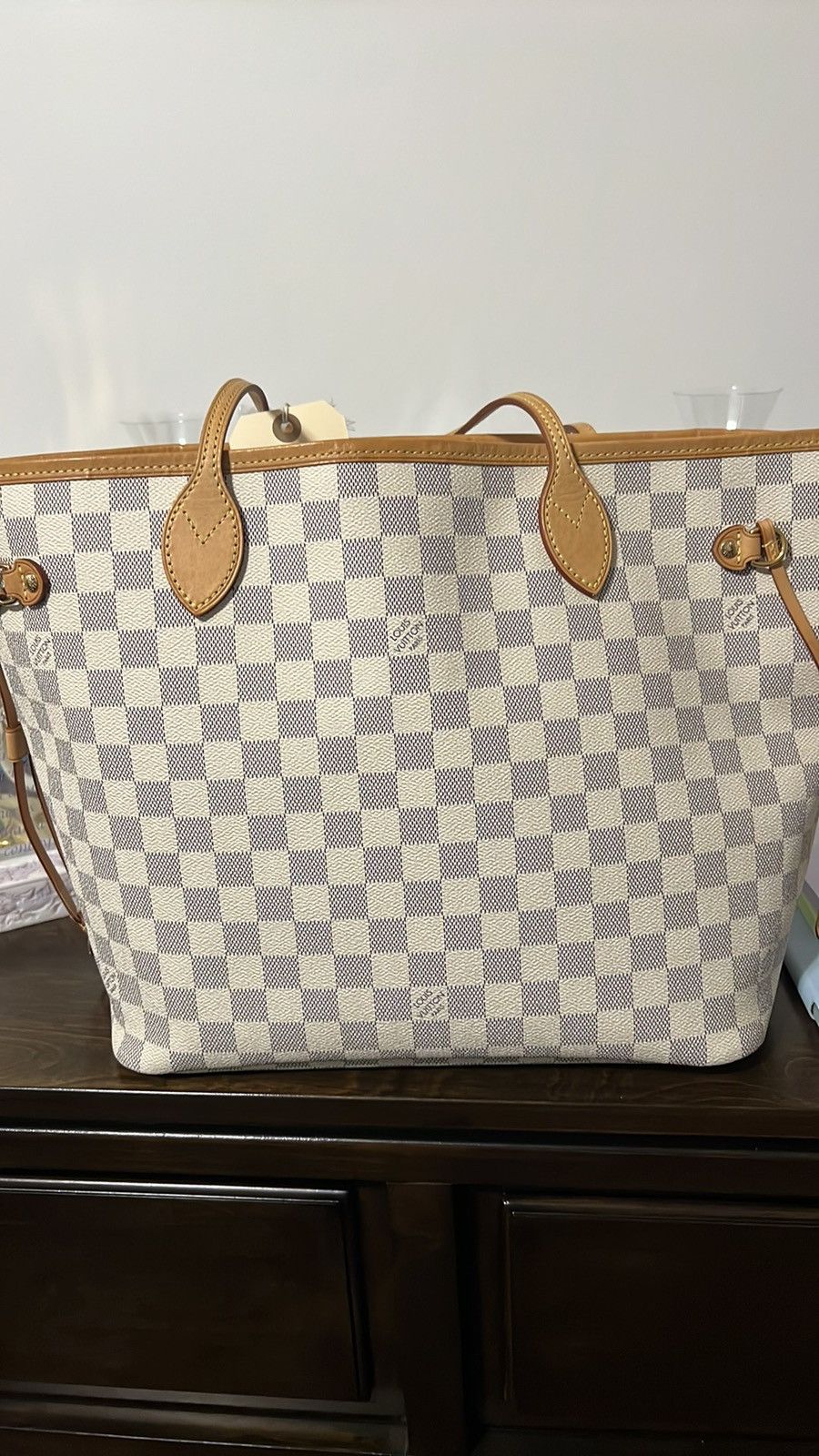 image of Louis Vuitton Ebene Azure Mm Neverfull in Light Azure, Women's