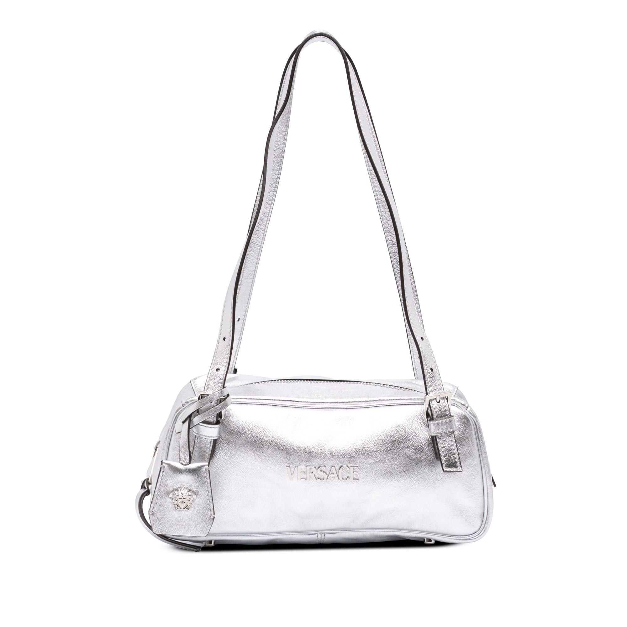 Versace Metallic Leather Tag Bowling Bag Size ONE SIZE - 1 Thumbnail