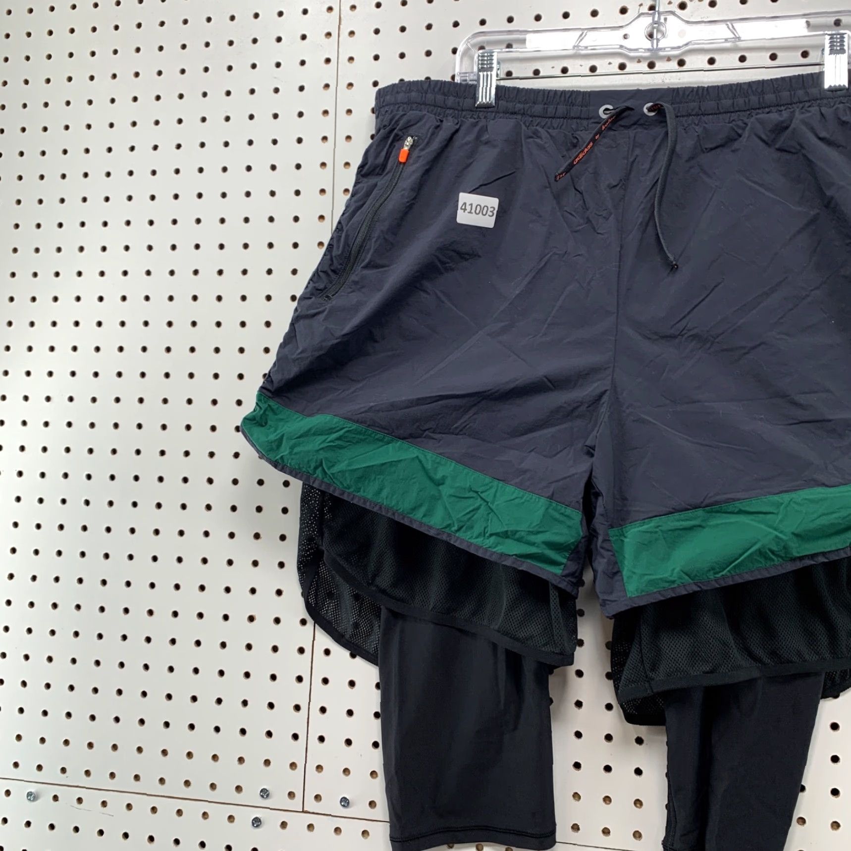 Adidas Adidas Running Shorts Mens XL Blue Green Compression Lined Zip Pockets Size US 36 / EU 52 - 4 Thumbnail