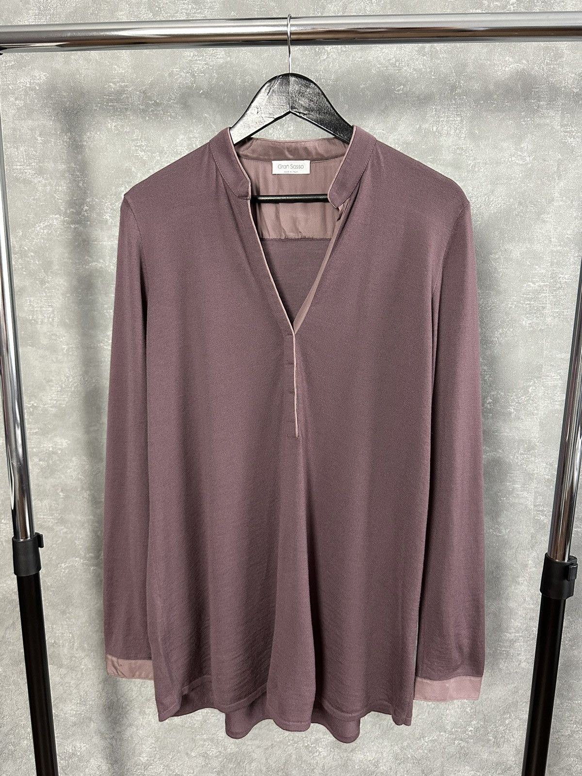 Gran Sasso Gran Sasso Made in Italy V-Neck Silk Details Wool Sweater Size XL / US 12-14 / IT 48-50 - 1 Thumbnail