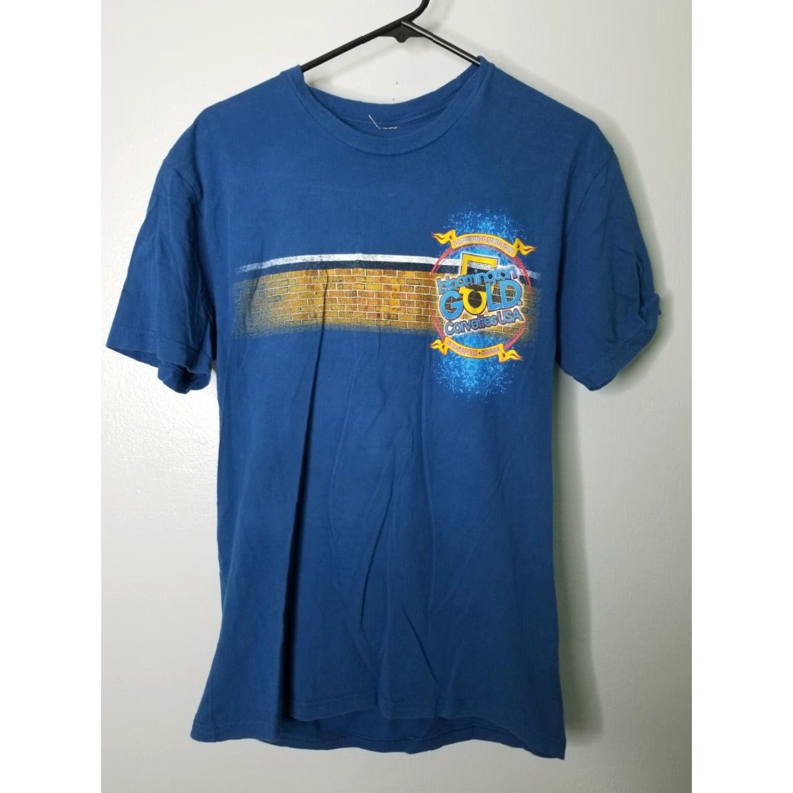 Gildan Vintage Gildan Men's T-Shirt Blue Short Sleeve Crew Neck Double-Sided Corvette USA Bloomington Gold 90s, Preowned Size US M / EU 48-50 / 2 - 2 Thumbnail