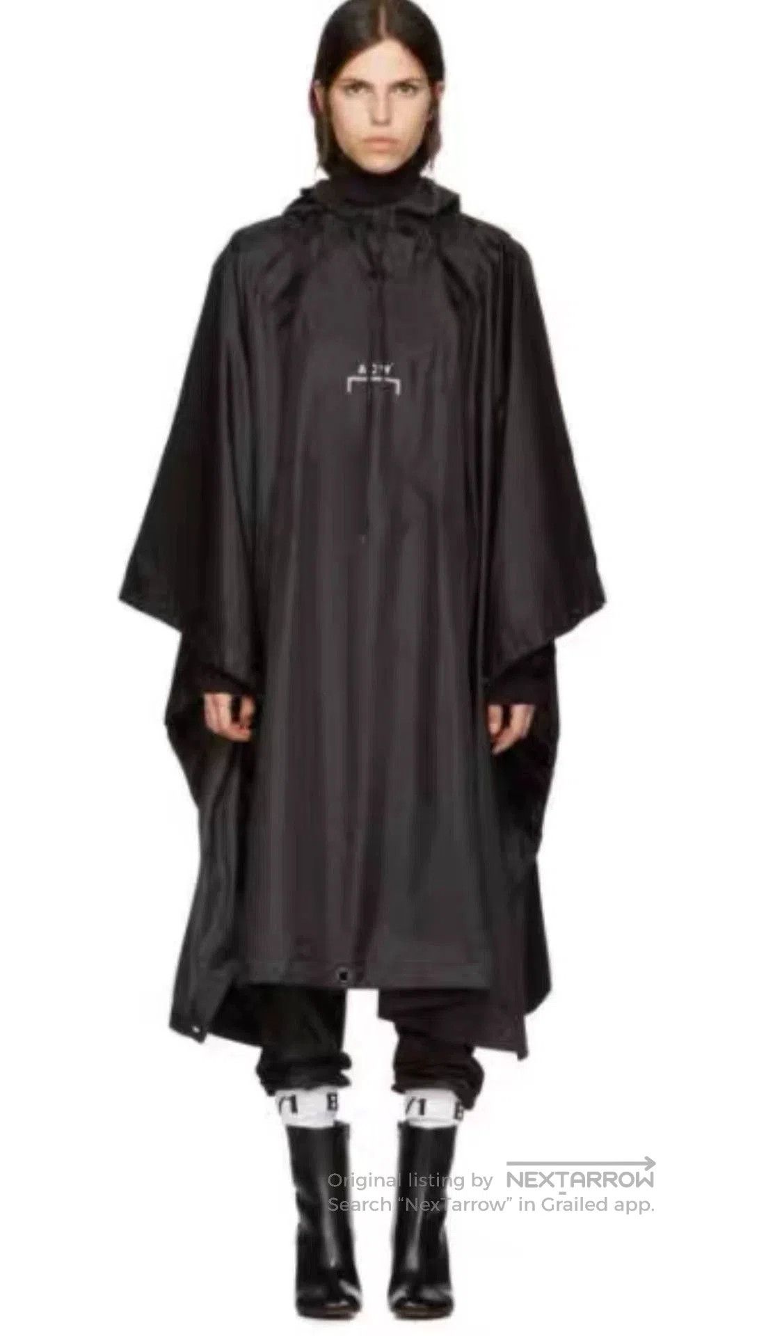 A-COLD-WALL* Black Hooded Raincoat with Yellow Graphic Print. Size US M / EU 48-50 / 2 - 6 Thumbnail
