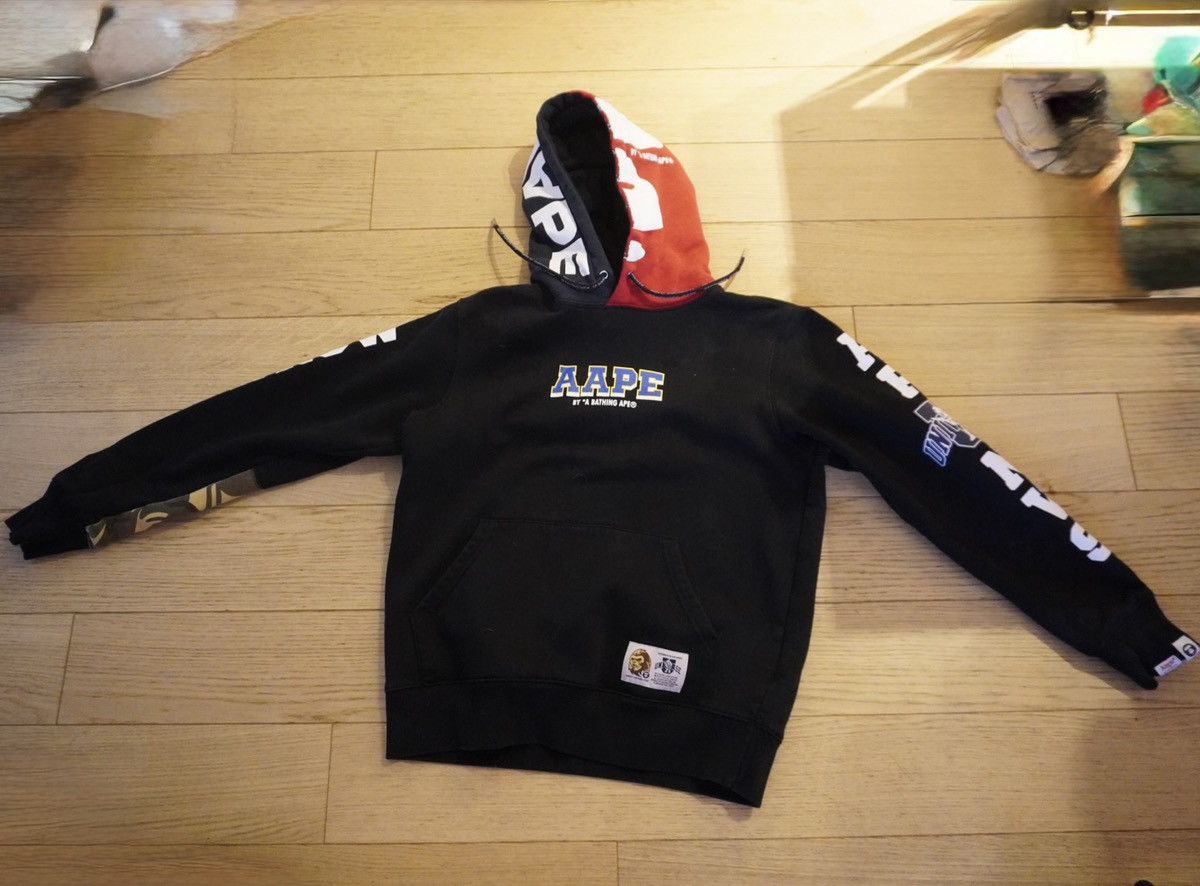 Aape AAPE By A Bathing Ape Black Hoodie with Camo Half Sleeve Size US S / EU 44-46 / 1 - 2 Thumbnail
