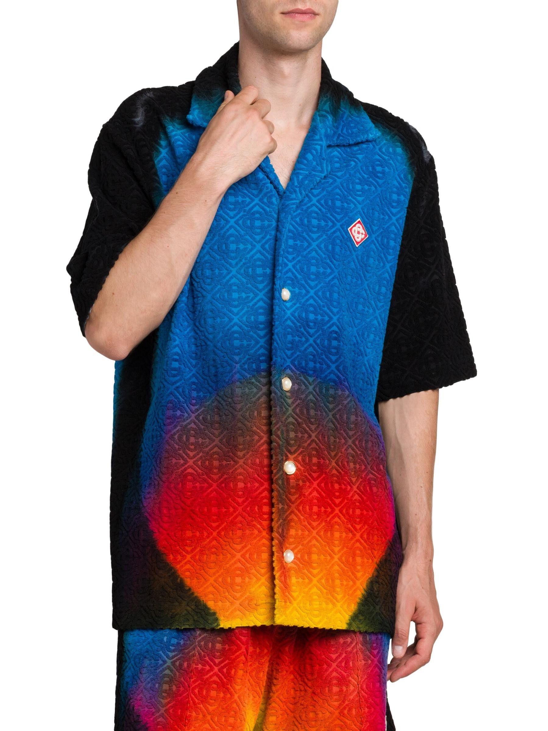 Casablanca os11x0725 Camp Collar Jacquard Monogram Shirt in Multicolor Size US XL / EU 56 / 4 - 3 Thumbnail