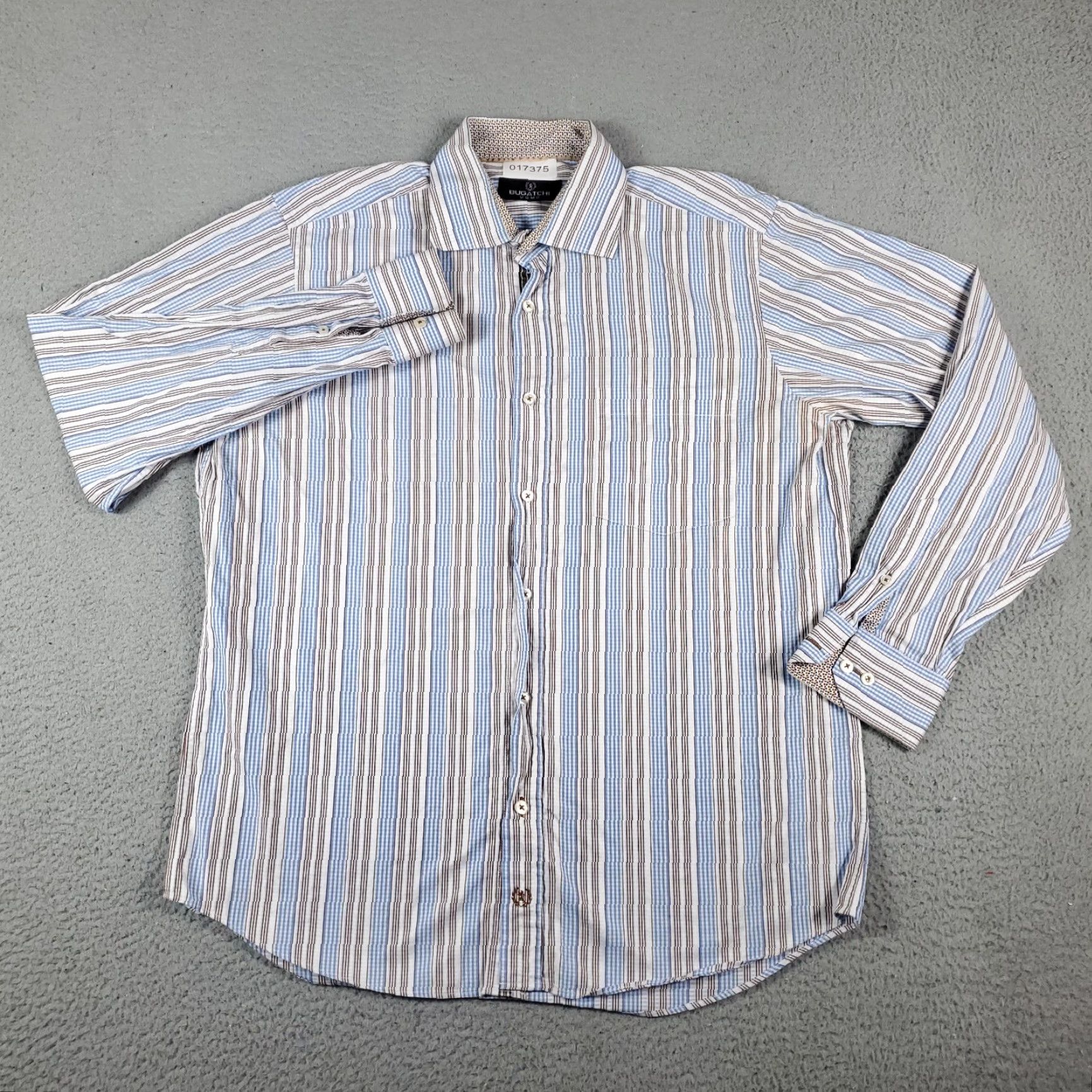 BUGATCHI Bugatchi Uomo Shirt Mens Large Blue Striped Button Up Long Sleeve Size US L / EU 52-54 / 3 - 2 Thumbnail