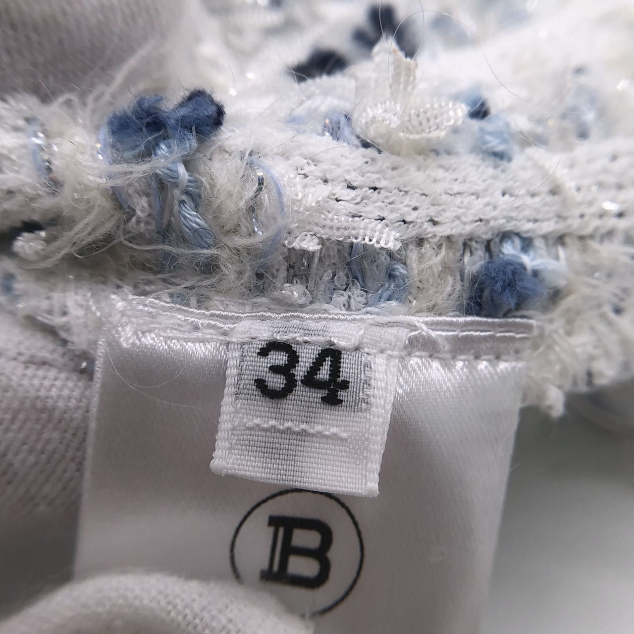 Balmain Balmain Blue & White Tweed Fringe Slim Fit Dress K26WX Size XS / US 0-2 / IT 36-38 - 6 Thumbnail