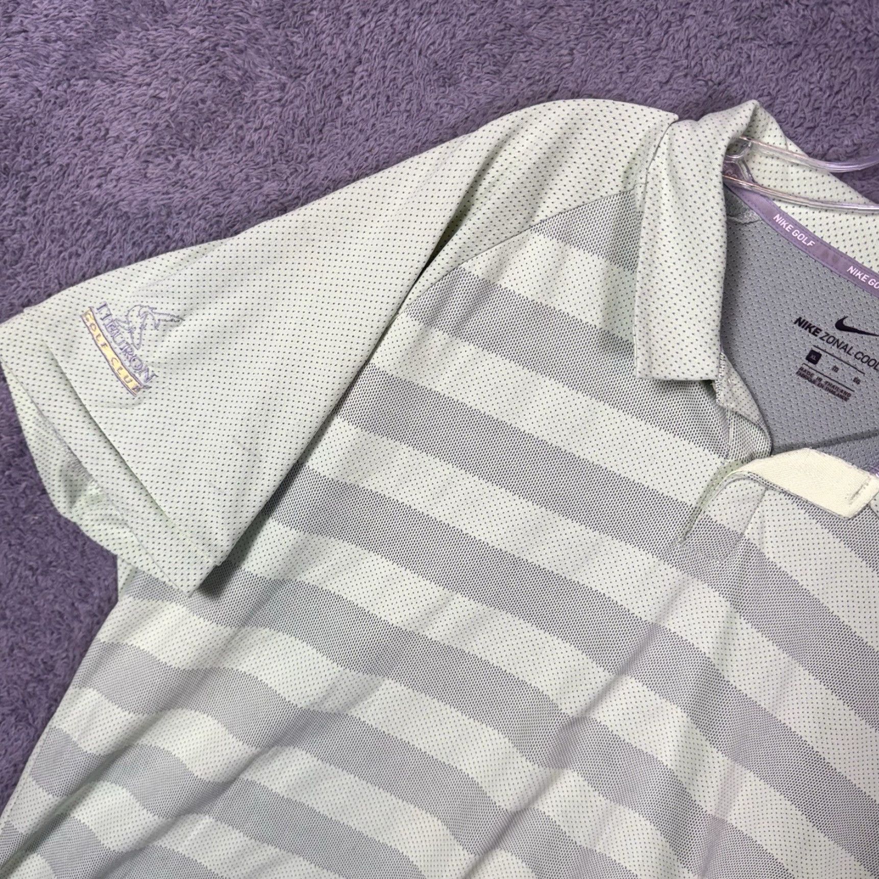 Nike Nike Polo Shirt Mens XL Zonal Cooling Golf Tiger Mint Stripe Tiburon Club Size US XL / EU 56 / 4 - 2 Thumbnail