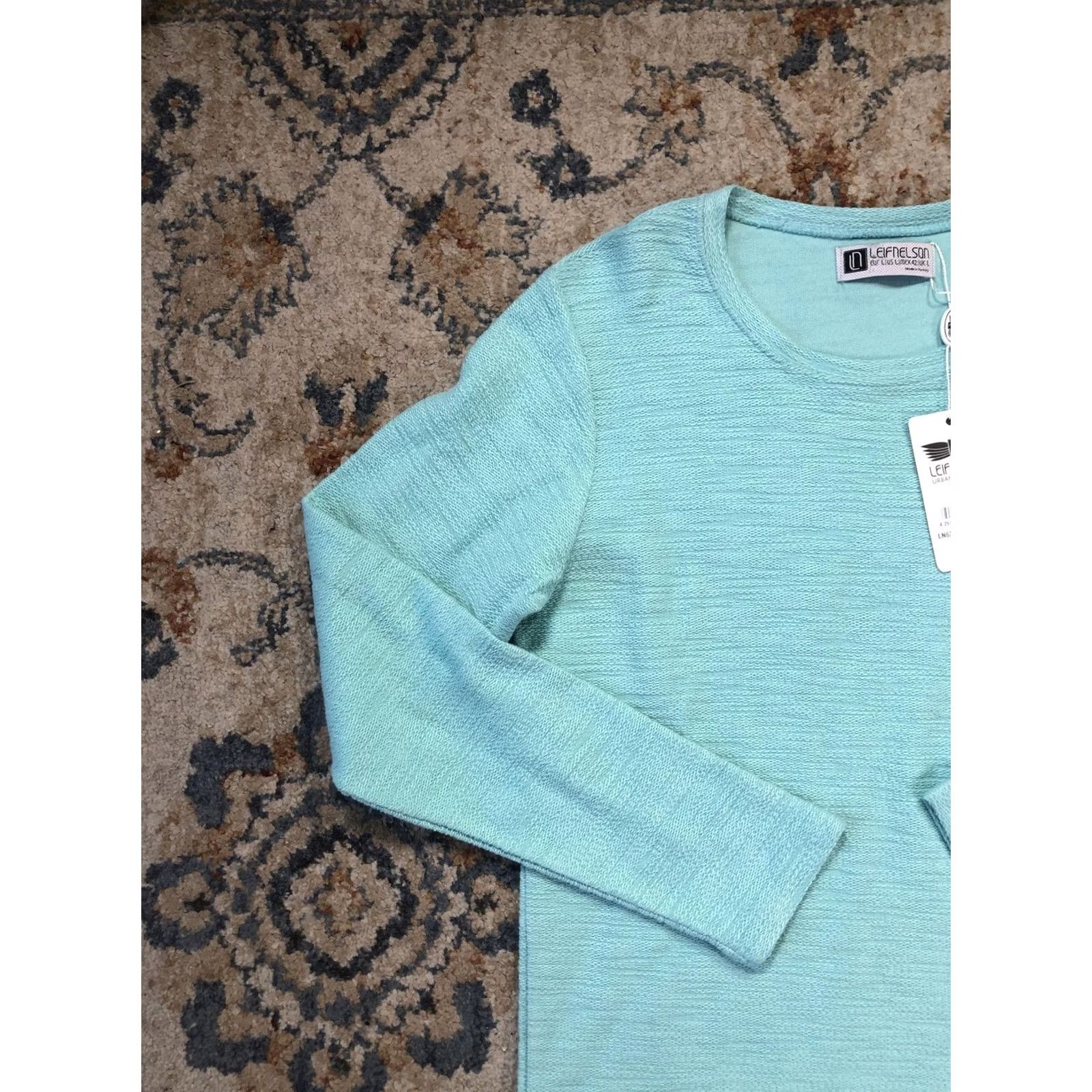 Vintage DAN Leif Nelson Sweater Mens L Mint Green Crewneck Lightweight Knit Pullover Slim Fit Long Sleeve Casual Logo Patch Size US L / EU 52-54 / 3 - 3 Thumbnail