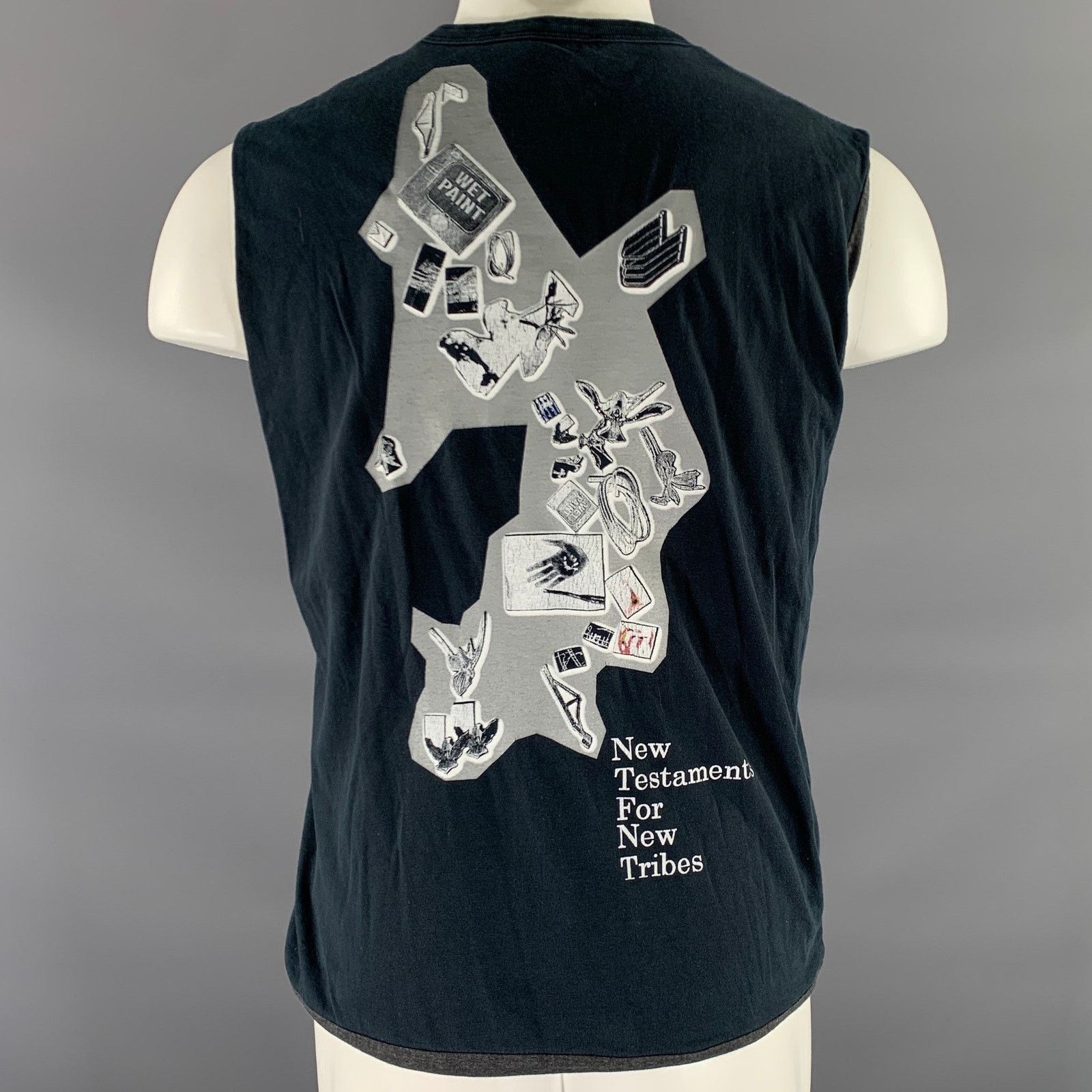 Raf by Raf Simons RAF by RAF SIMONS Size S Navy White Graphic Cotton Tank Top Size US S / EU 44-46 / 1 - 4 Thumbnail
