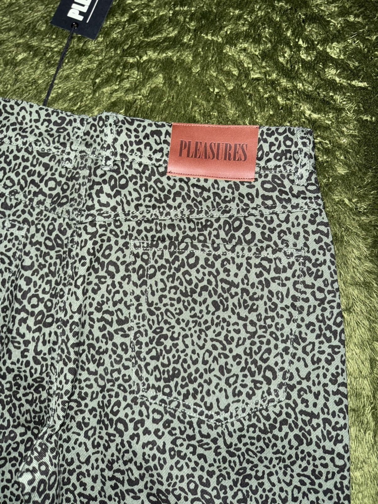 Pleasures [34] Pleasures crystal leopard pattern denim pants green Size US 34 / EU 50 - 9 Thumbnail