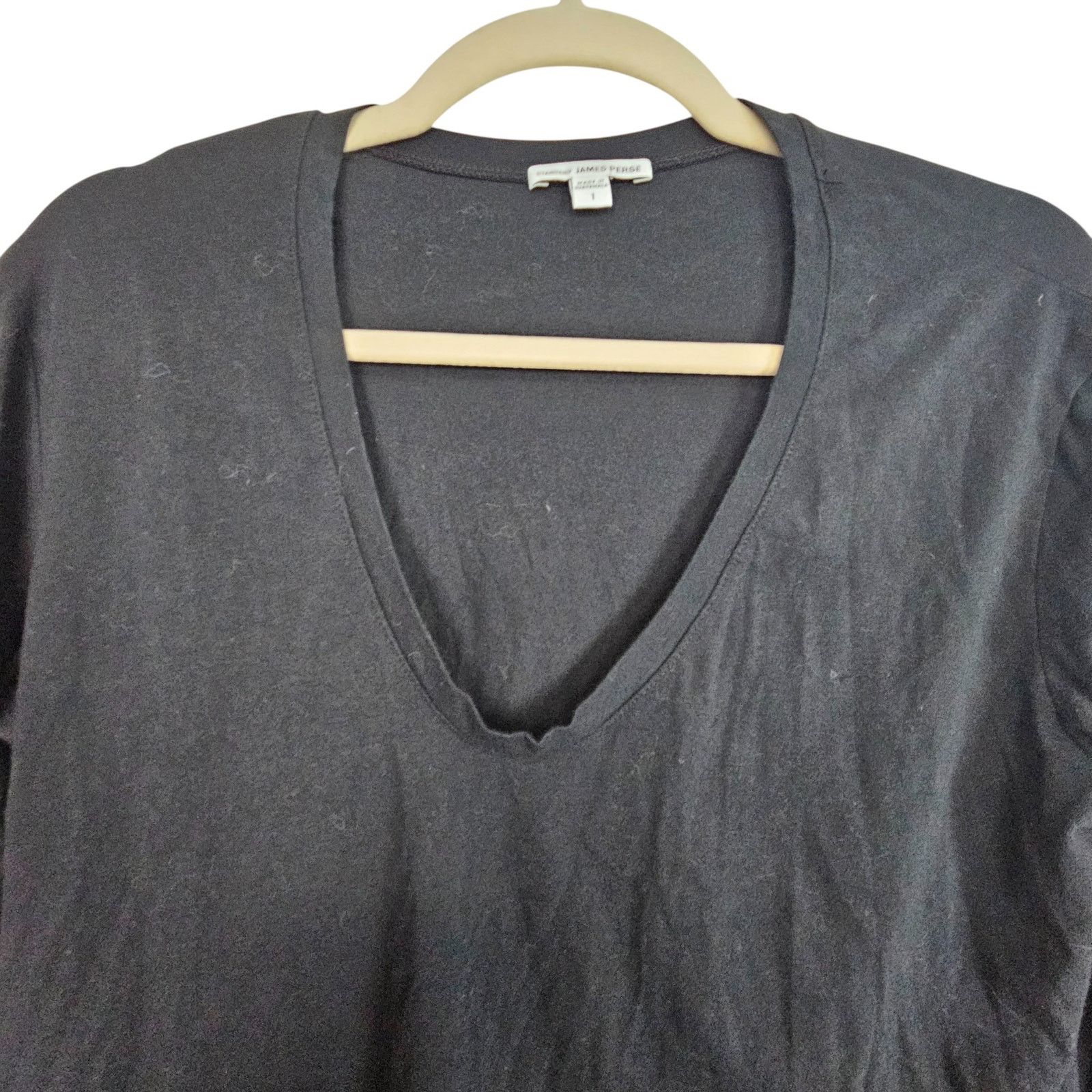 James Perse James Perse Womens Black V-Neck T-Shirt 1 Classic Minimalist Size S / US 4 / IT 40 - 2 Thumbnail