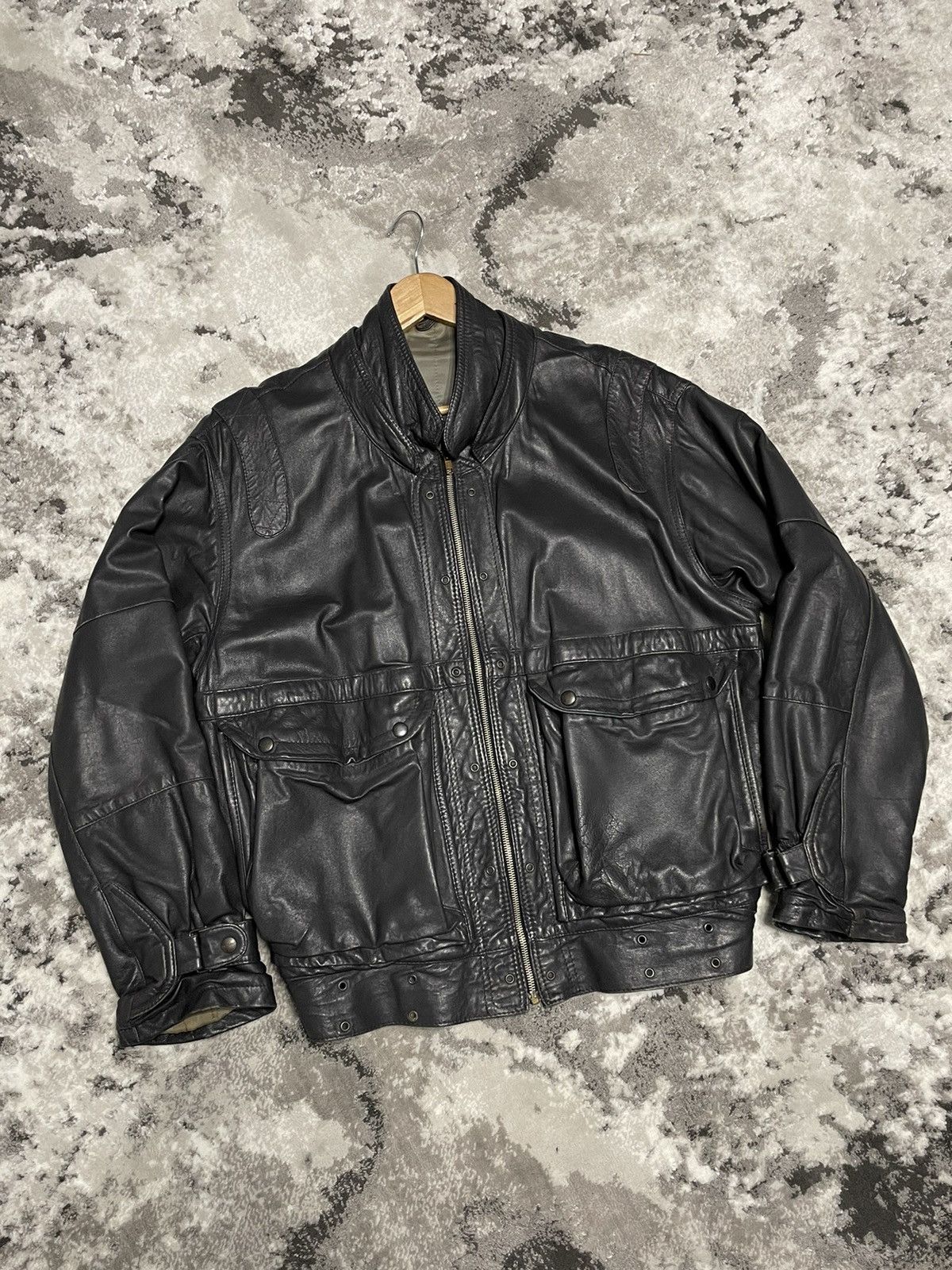 Genuine Leather Crazy Vintage Leather Bomber Jacket Biker Rick Owens Style Size US M / EU 48-50 / 2 - 7 Thumbnail