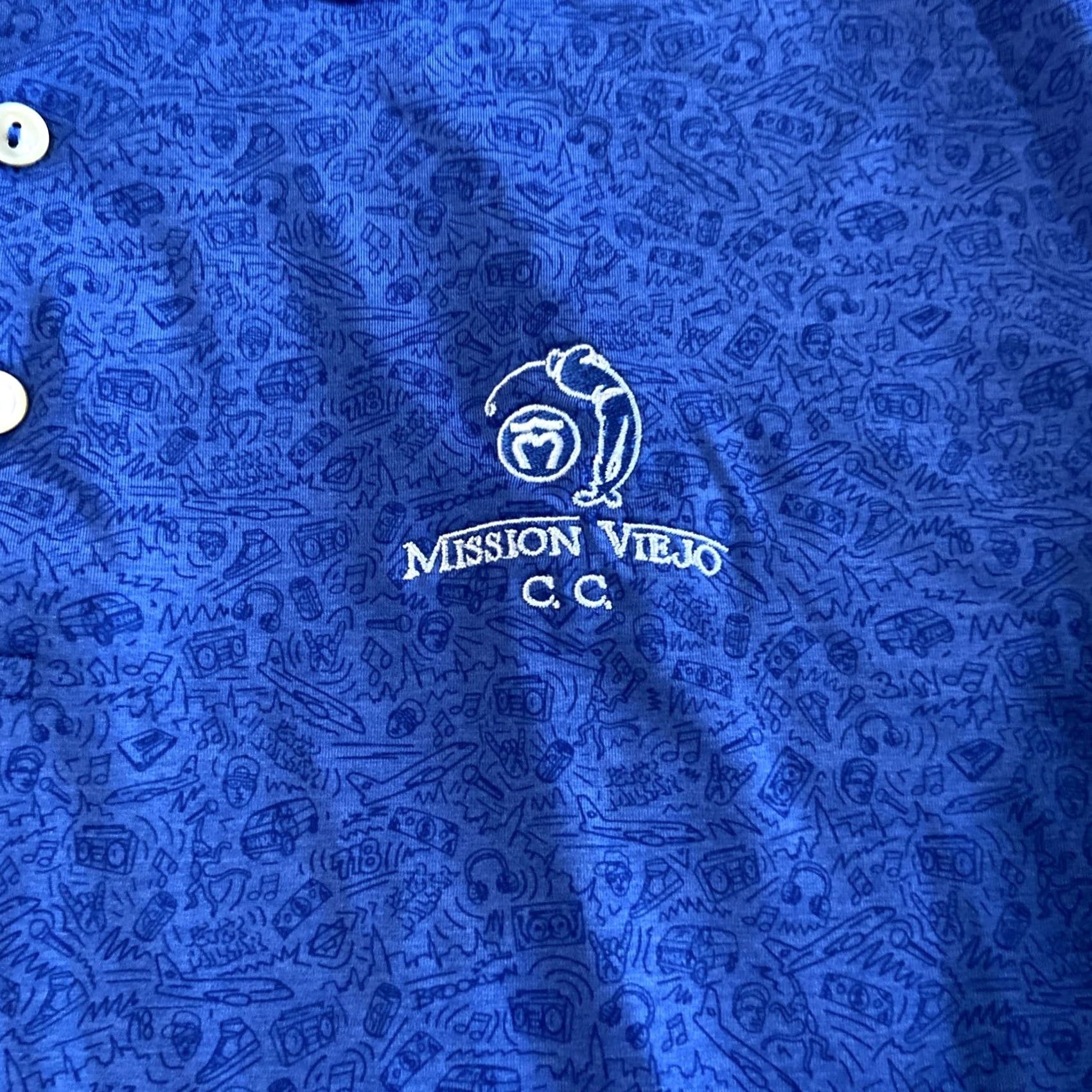 Peter Millar Peter Millar Crown Sport Polo Shirt Men L Blue Short Sleeve Collared Sports Moisture Wicking Lightweight Polyester Spandex Graphic Print Size US L / EU 52-54 / 3 - 2 Thumbnail