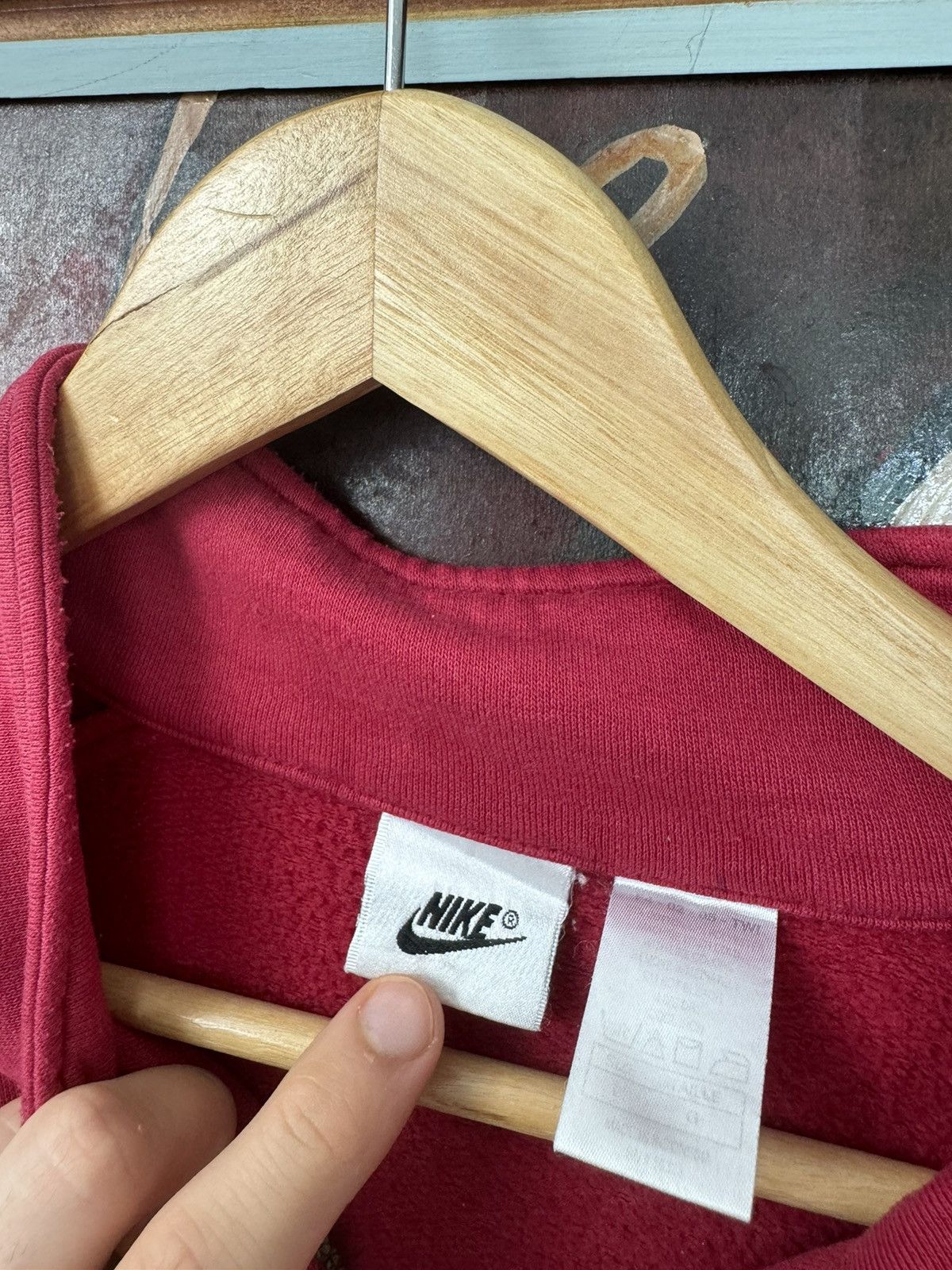 Nike Nike Vintage 90s Mini Swoosh 1/4 Zip Red Streetwear Hype Size US L / EU 52-54 / 3 - 3 Thumbnail