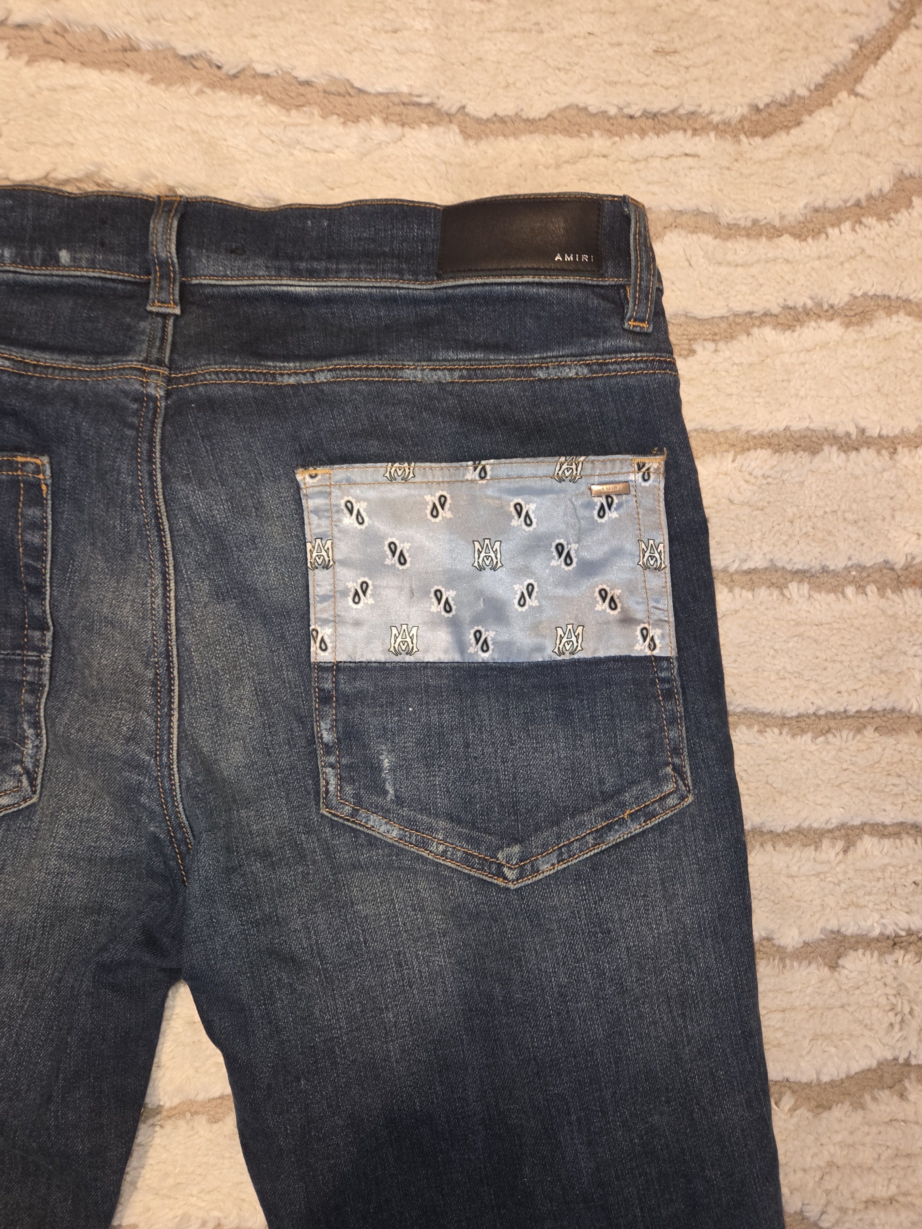 Amiri AMIRI Distressed Jean - Dark Wash Bandana Patch Denim Size US 34 / EU 50 - 5 Thumbnail