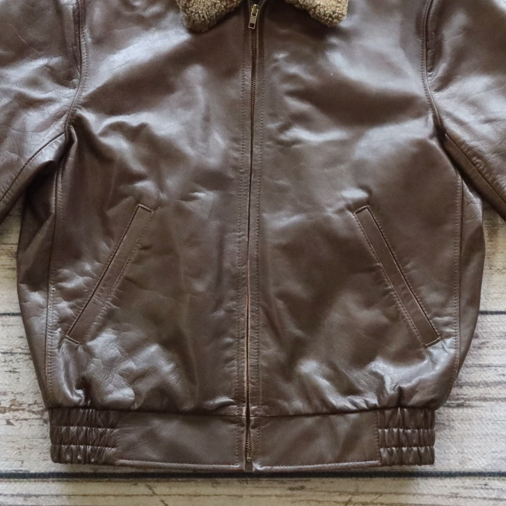 Vintage VINTAGE Johnson Leathers Bomber Jacket Mens Leather Brown 40 US Made USA Weekends? Size US XXS / EU 40 - 3 Thumbnail