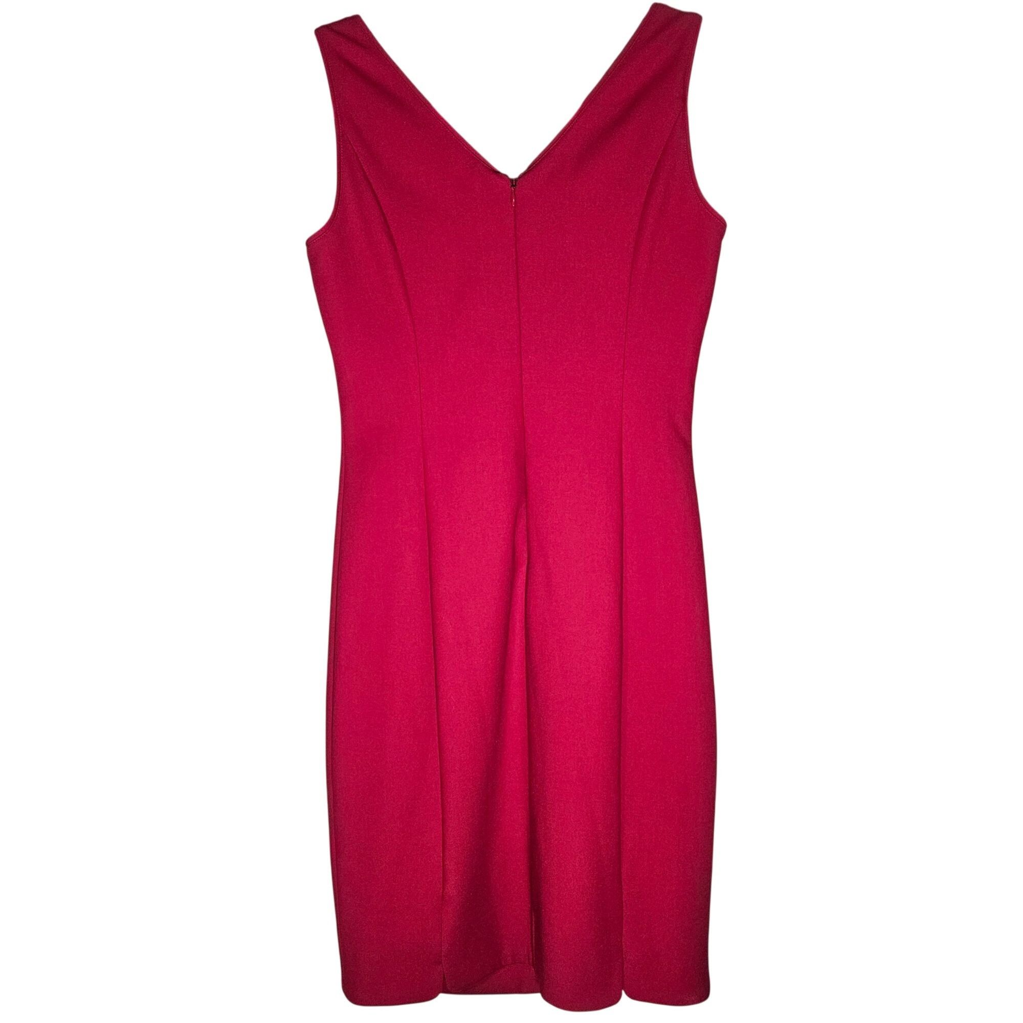 White House Black Market WHBM Women’s Red Sheath Dress Size 0 V-Neck Sleeveless Elega Size XS / US 0-2 / IT 36-38 - 3 Thumbnail
