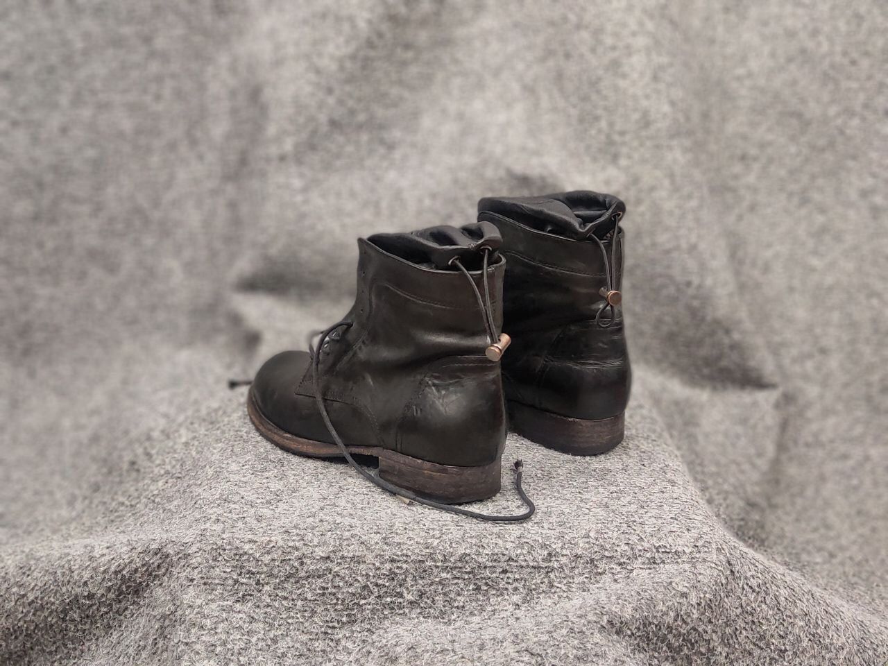 Other Vintage Guidi Style lace up Black Leather ankle Boots Size US 7 / IT 37 - 12 Thumbnail