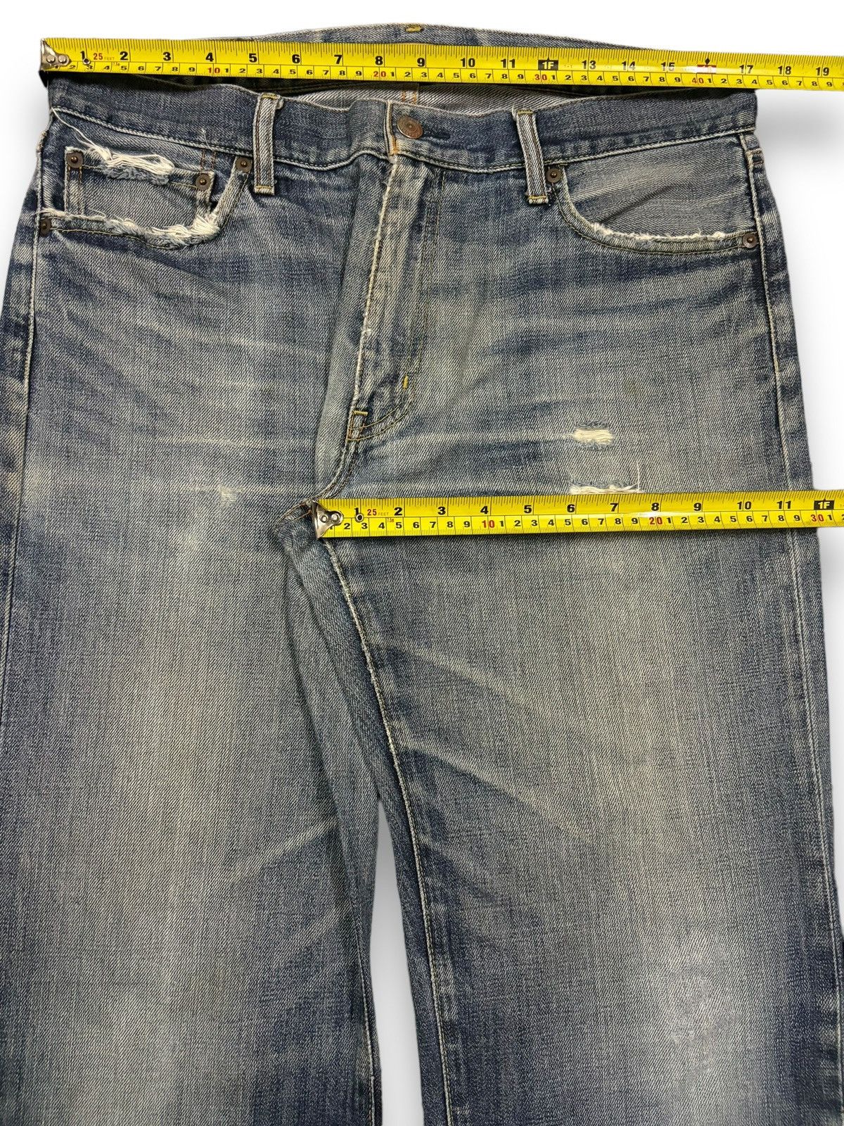 Jun Takahashi × Uniqlo × Vintage Vintage Uniqlo S002 Baggy Blue Washed Distressed Jeans Size US 34 / EU 50 - 16 Thumbnail