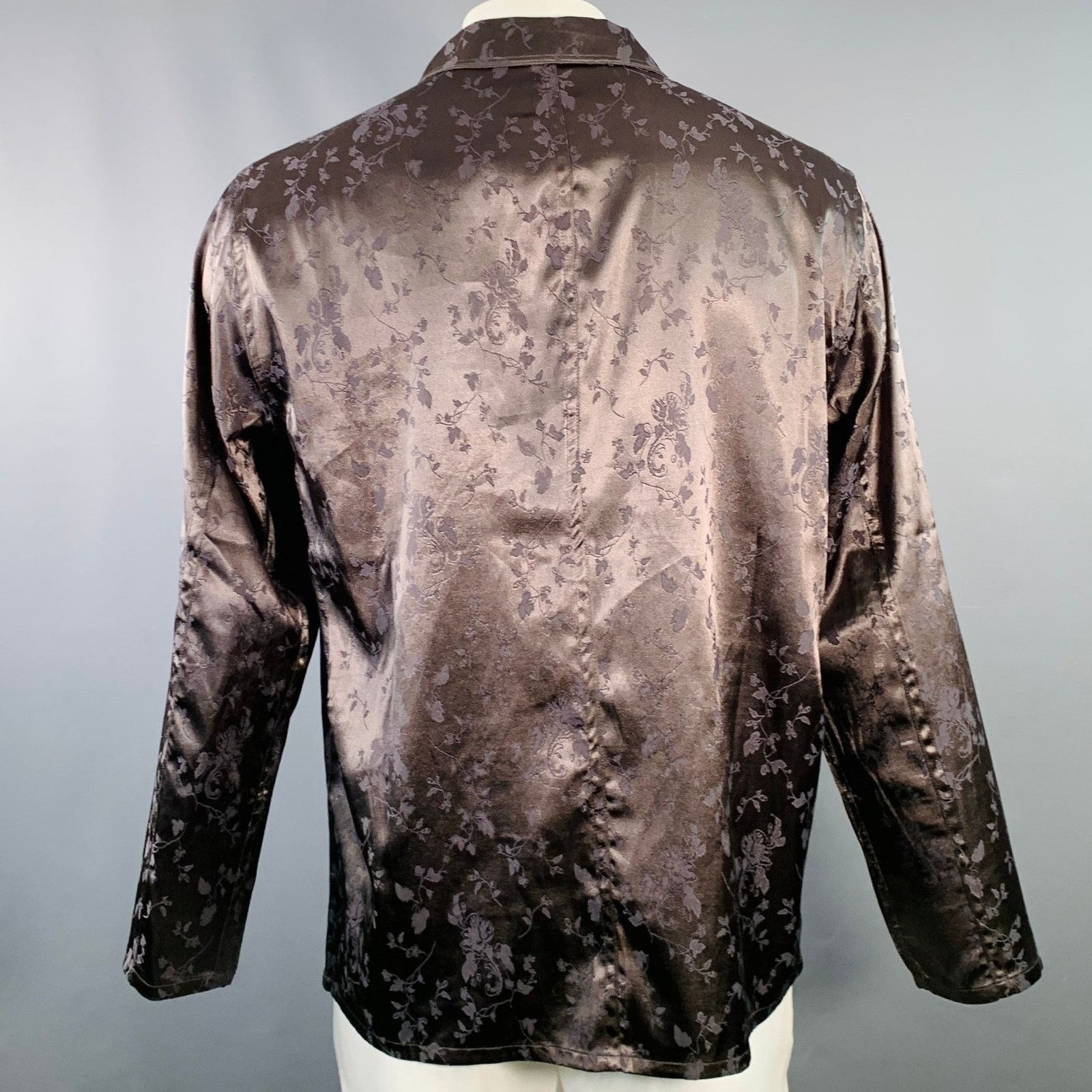 Haider Ackermann Size L Brown Jacquard Viscose Button Up Long Sleeve Shirt Size US L / EU 52-54 / 3 - 4 Thumbnail