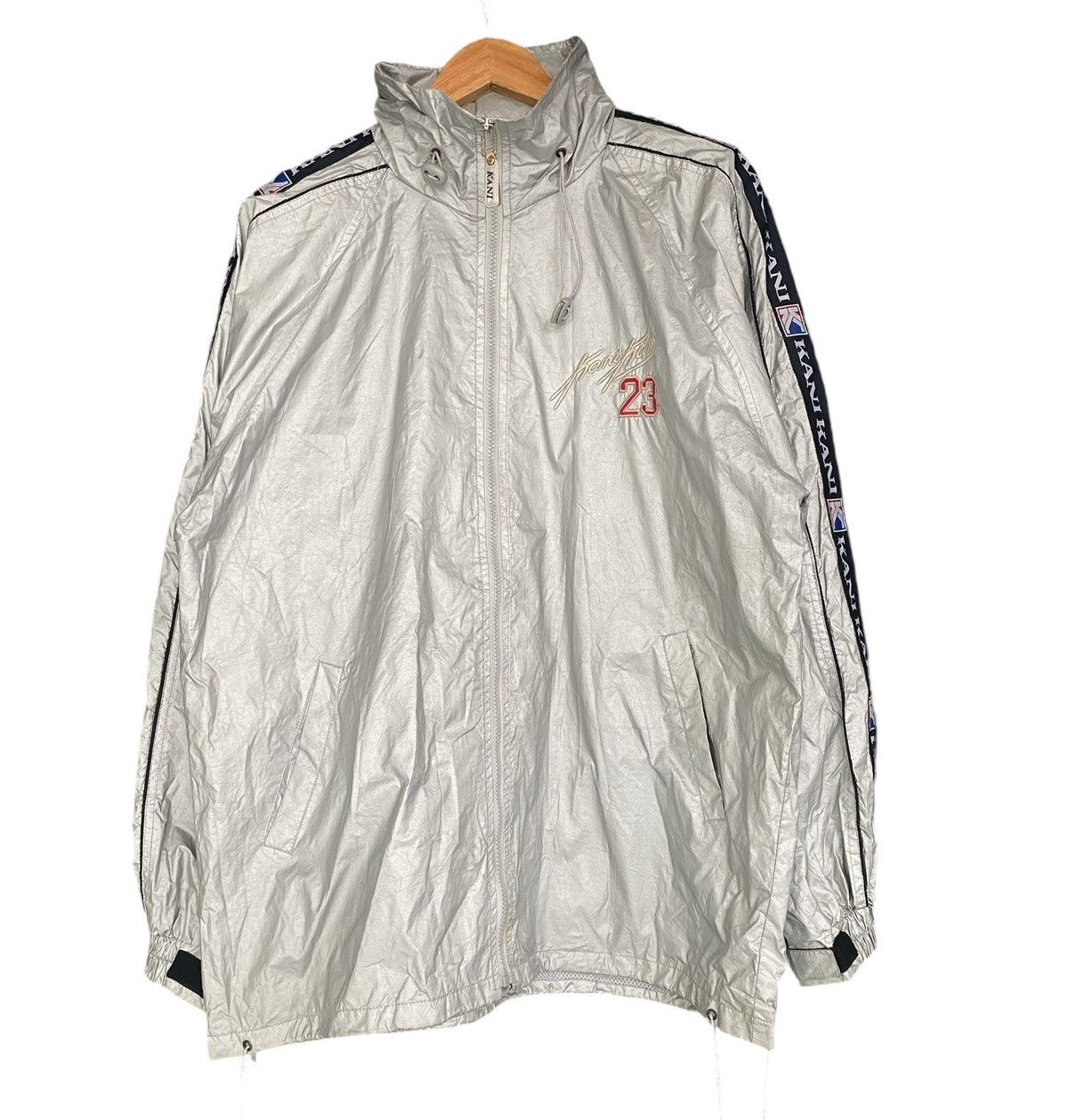 Vintage Rare KARL KANI Side Tape Light Zipper Jacket Hoodie (L) Size US L / EU 52-54 / 3 - 1 Thumbnail